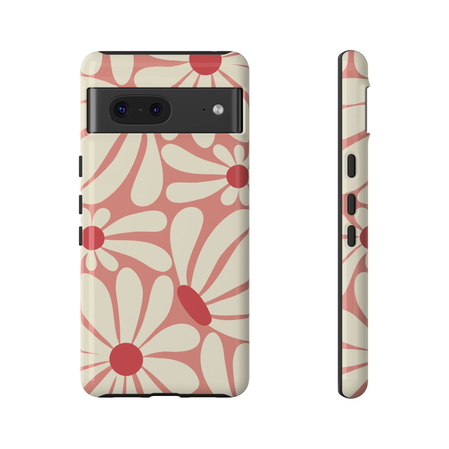 Google Pixel 7 / Glossy Phone Case - ’Retro Pink Daisy Pattern’ Phone Case