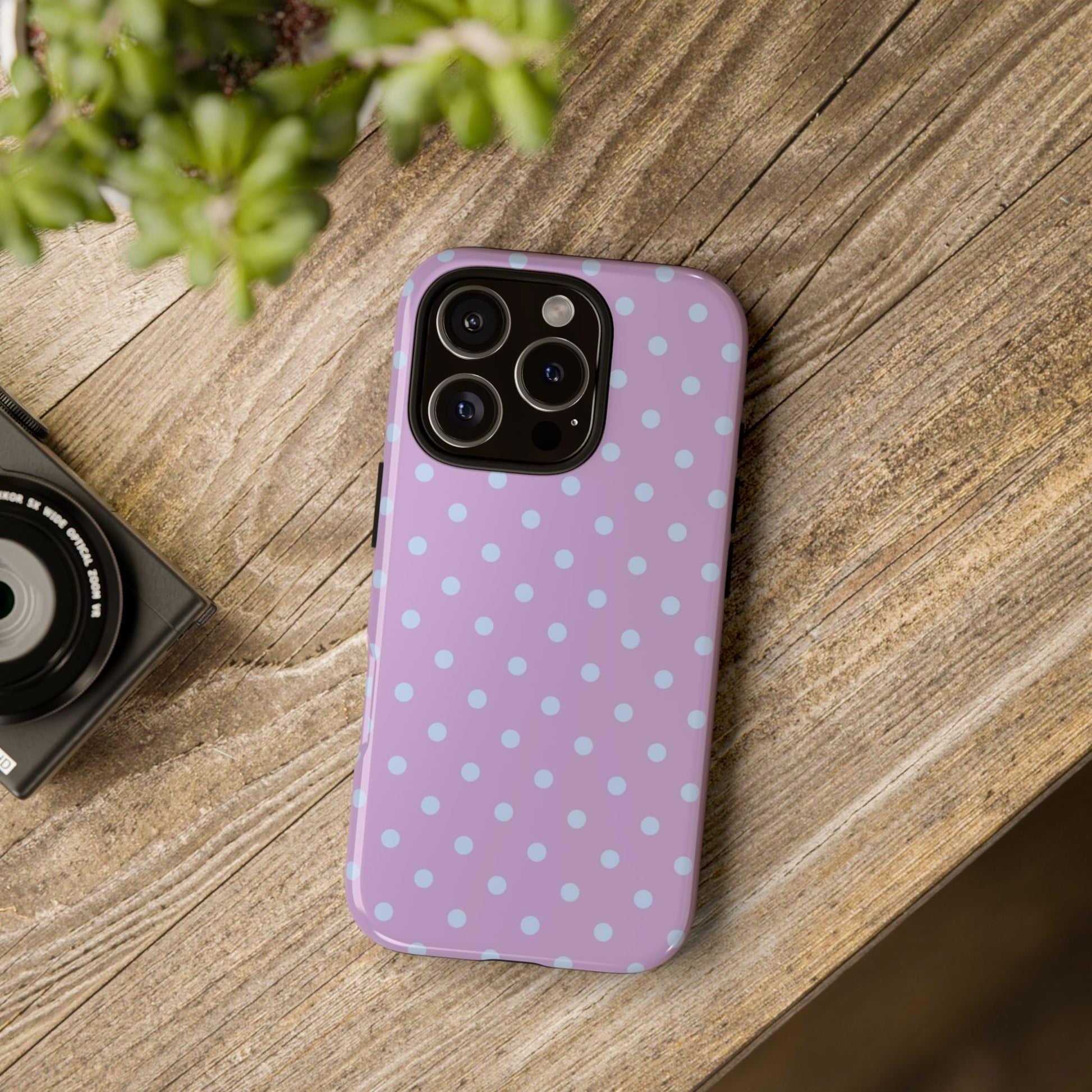 Phone Case - Trendy Lilac & Ice Blue Dot Pattern Phone Case