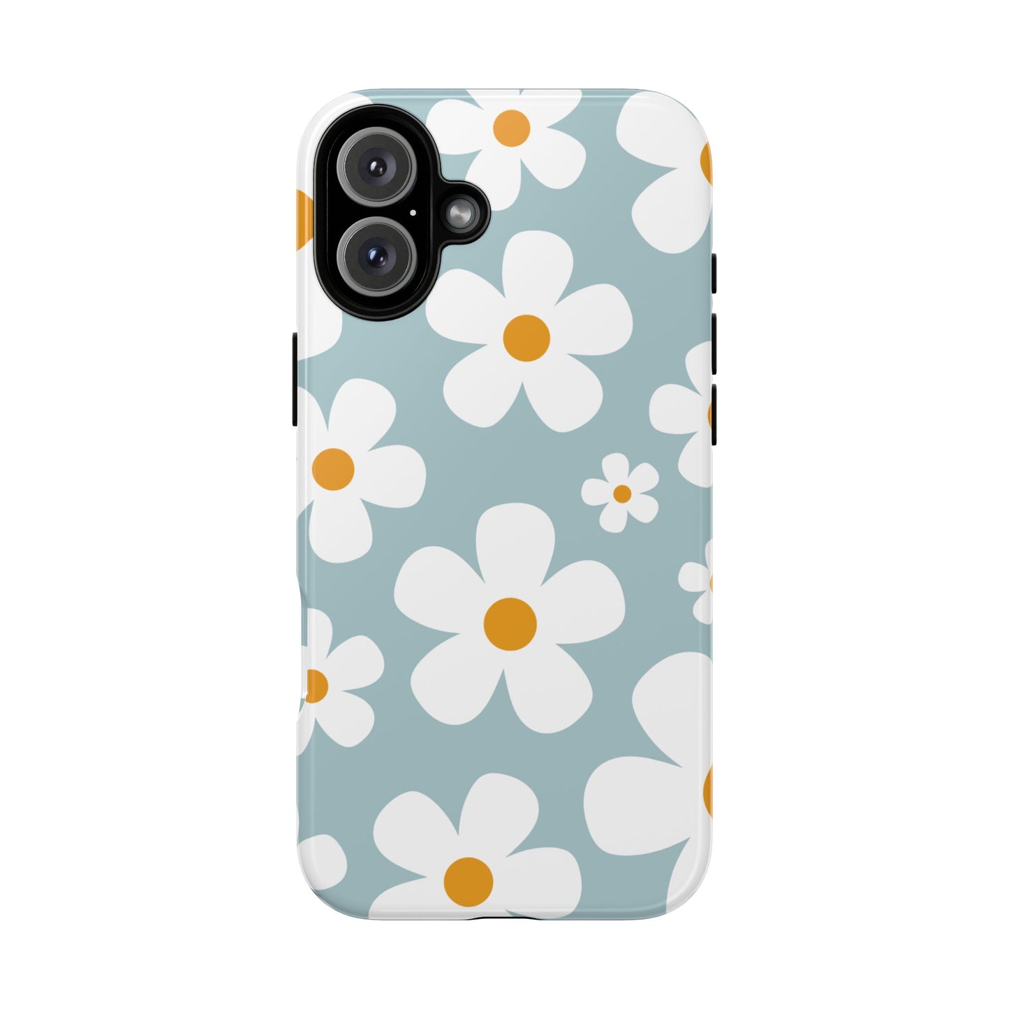 iPhone 16 Plus / Glossy Phone Case - ’Blue Daisy Pattern’ Phone Case