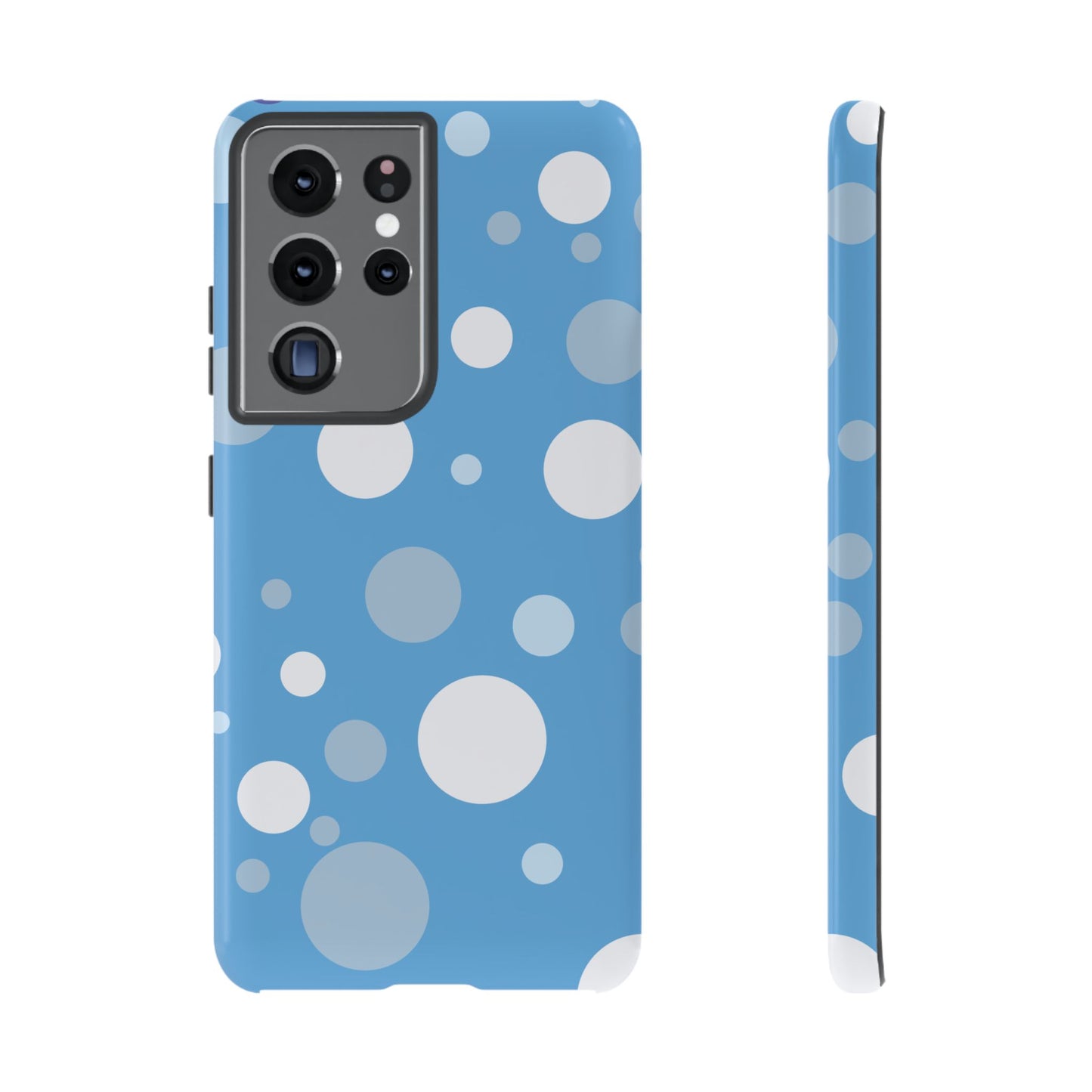 Samsung Galaxy S21 Ultra / Glossy Phone Case - ’Bold Blue with White Dot Pattern’ Phone Case