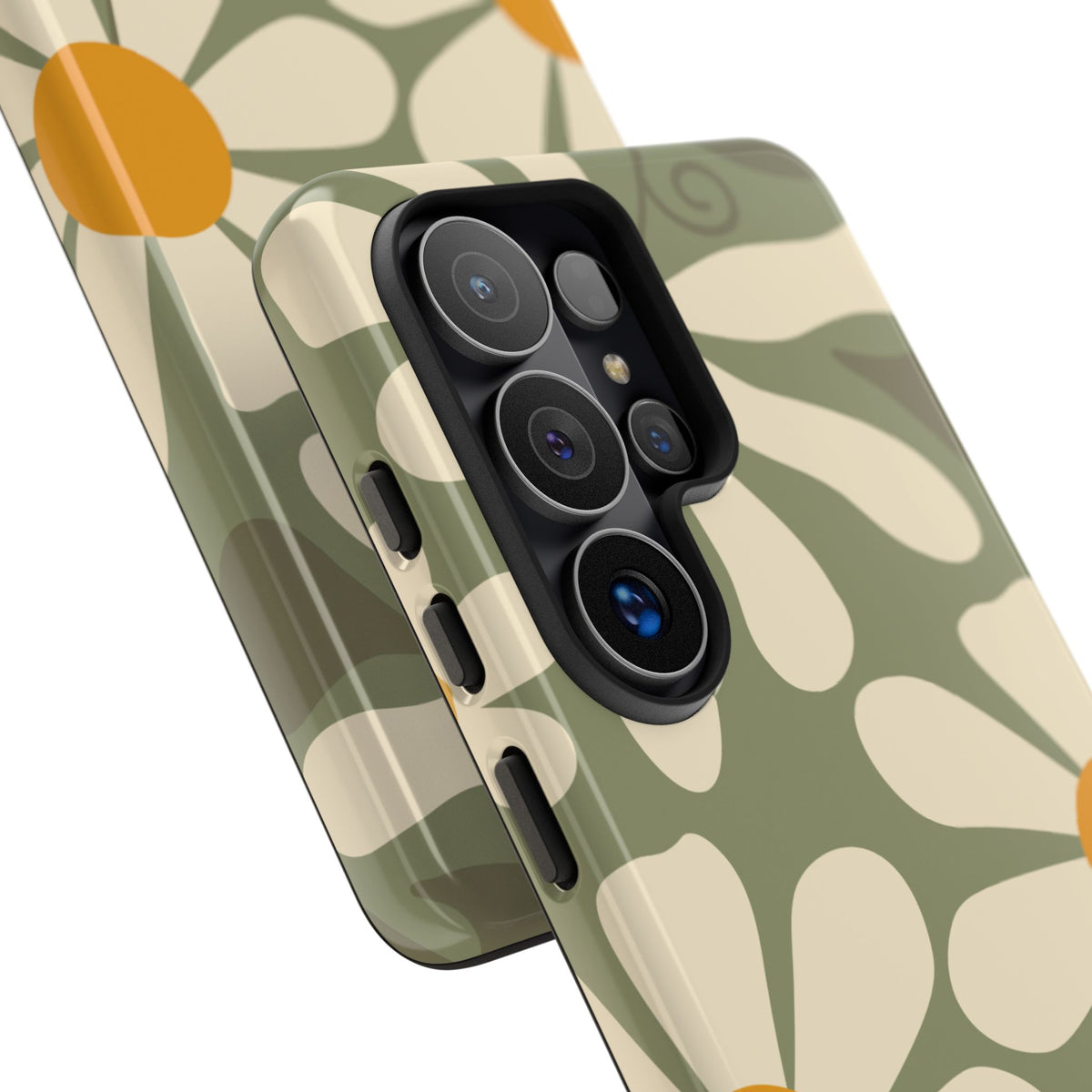 Retro Green Daisy Pattern #2 Phone Case - Green Phone Case