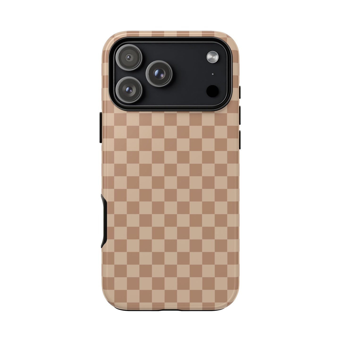 iPhone 17 Pro Max / Glossy Phone Case - ’Bold Tan Checkered Pattern’ Phone Case
