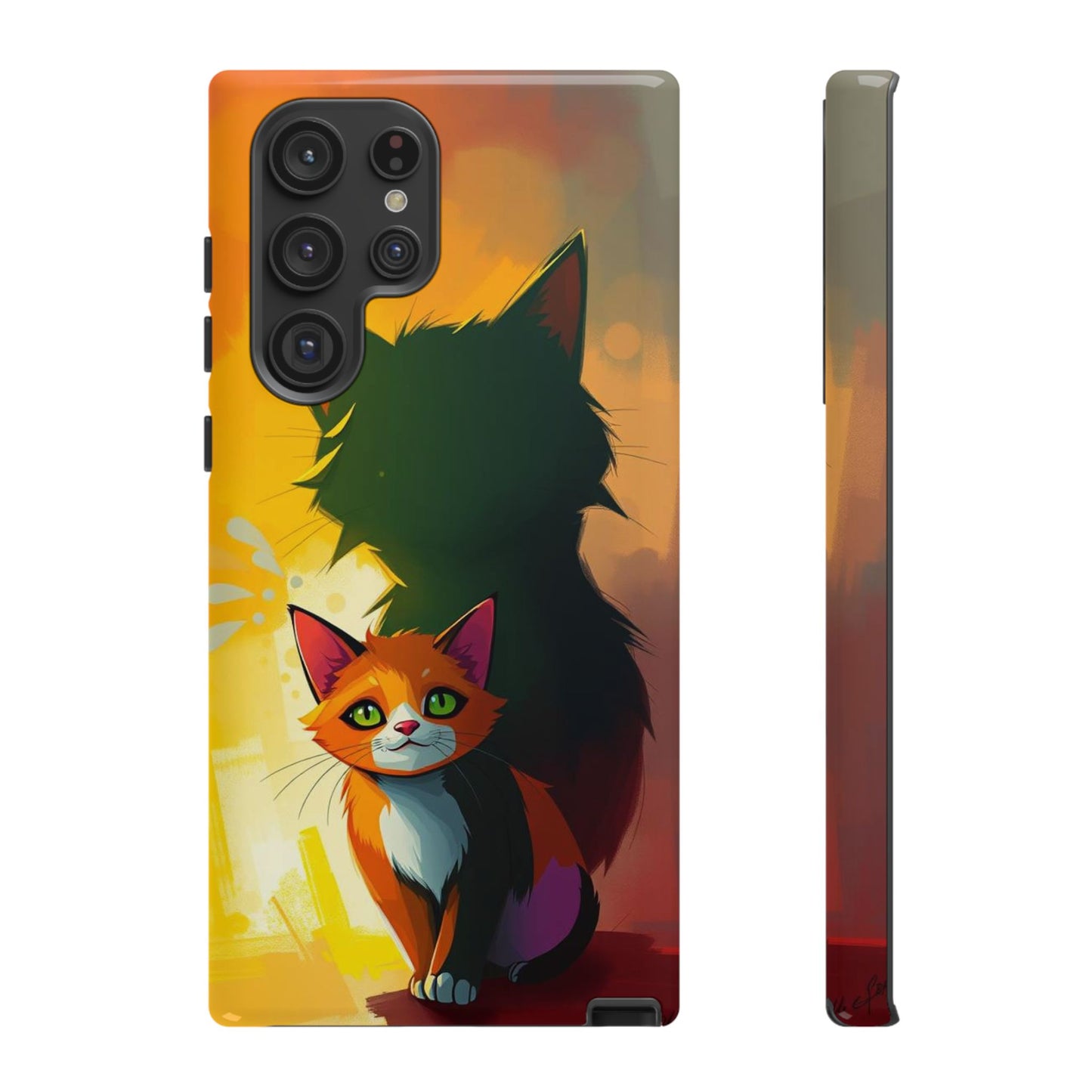 Acrylic Style Shadow Cat Design Phone Case
