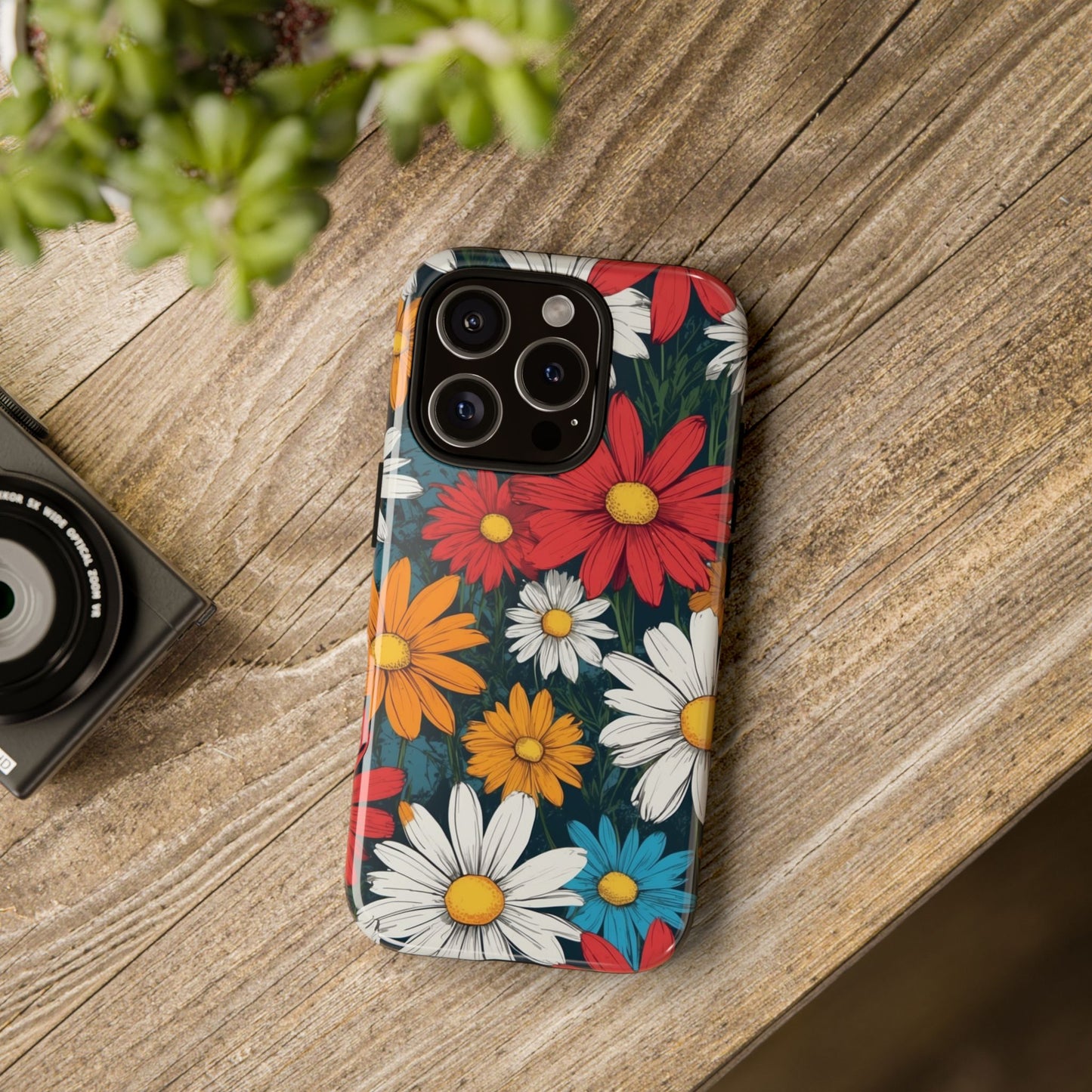 Pop Art Daisies Illustration "Red & Orange" Phone Case