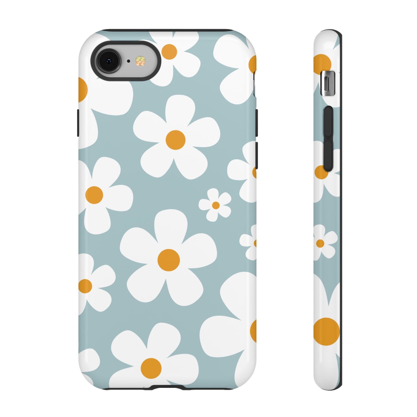 iPhone 8 / Glossy Phone Case - ’Blue Daisy Pattern’ Phone Case