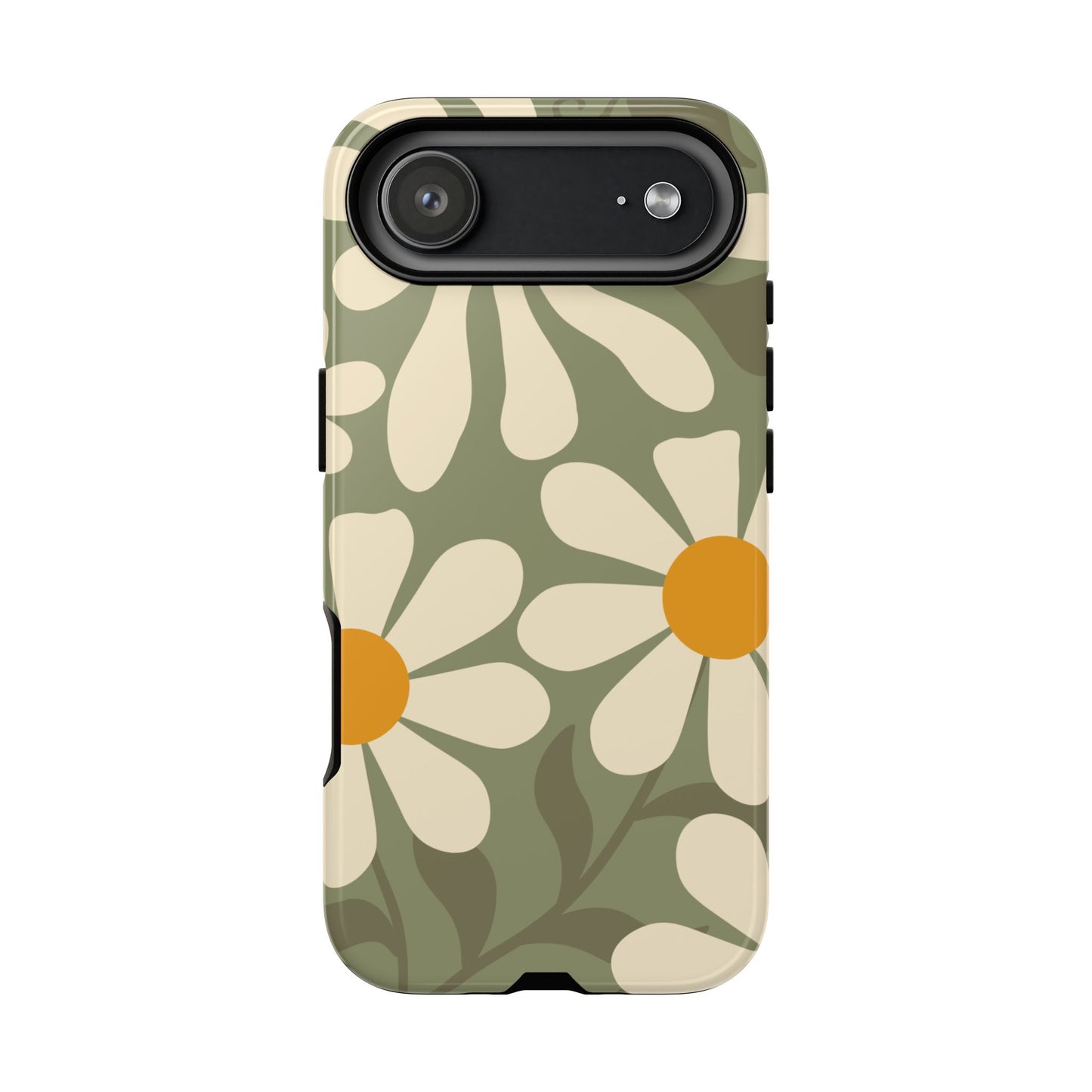 iPhone 17 Air / Glossy Phone Case - ’Retro Green Daisy Pattern #2’ Phone Case