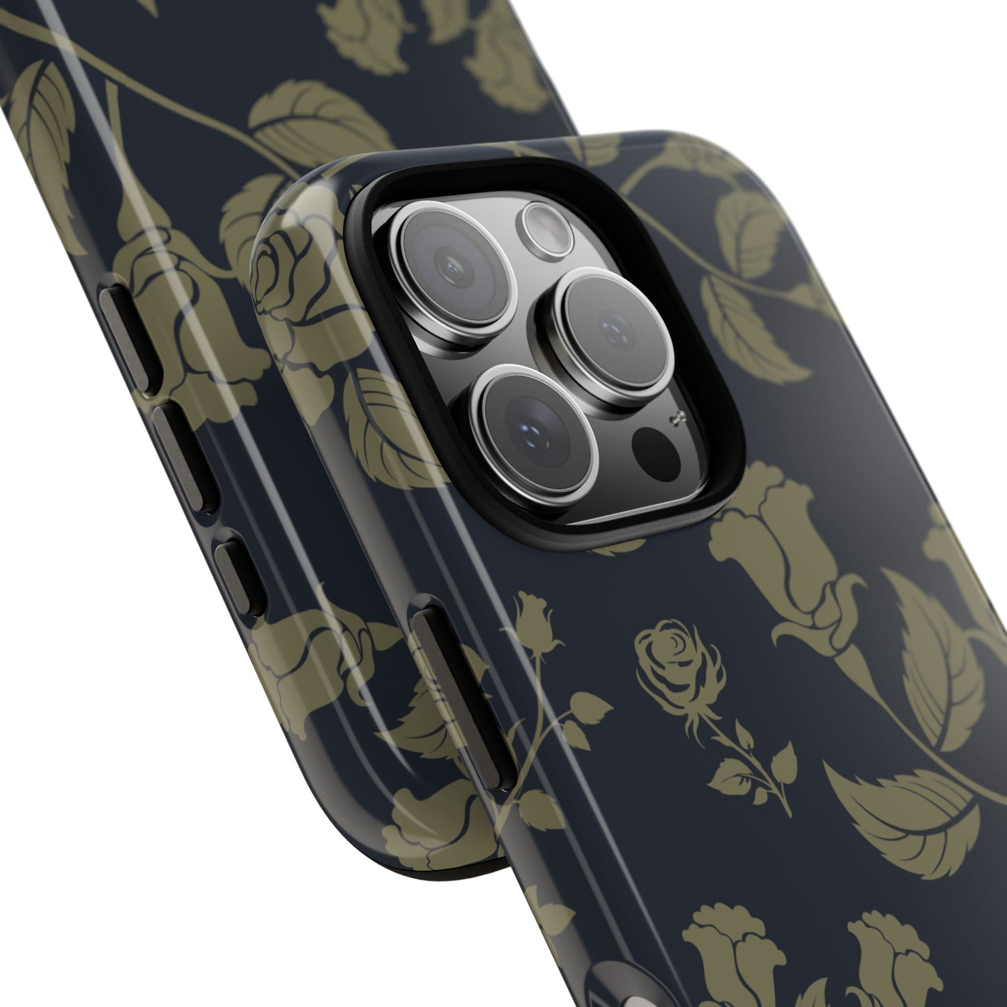 Phone Case - ’Blue & Olive Rose Pattern’ Phone Case