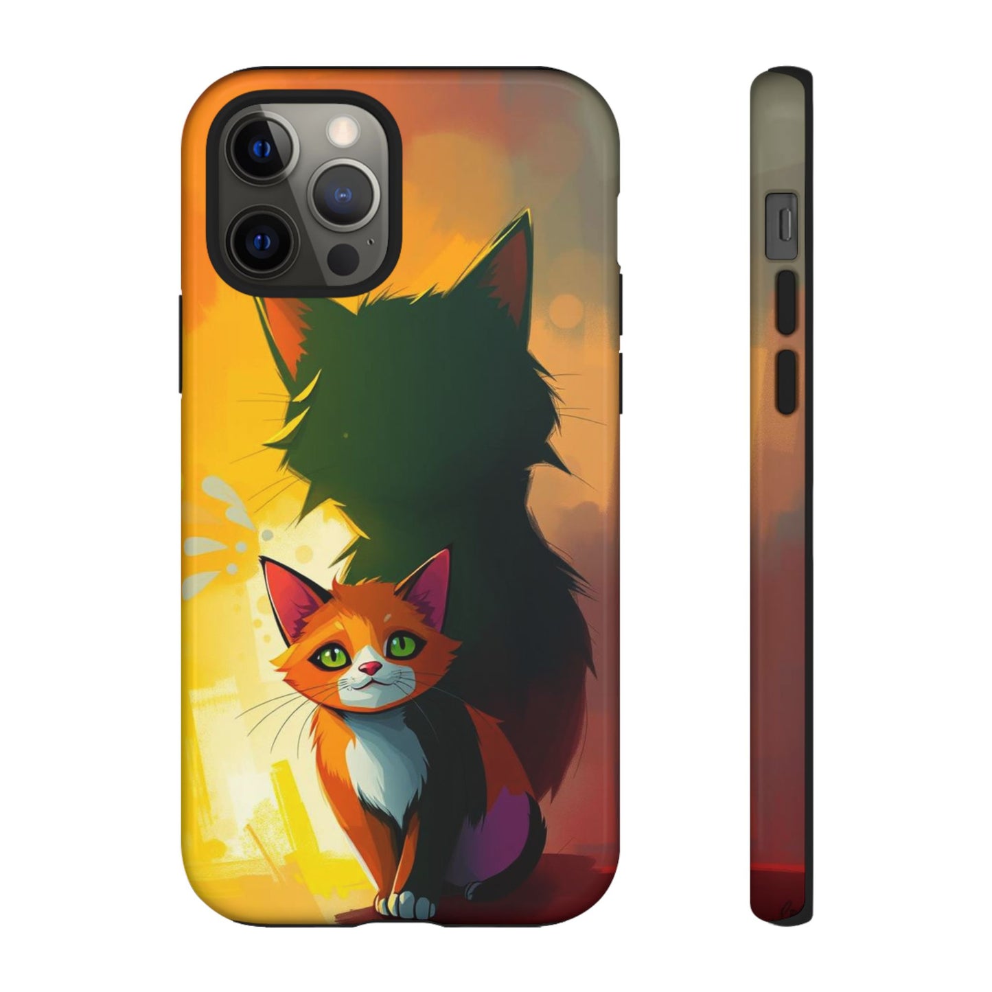Acrylic Style Shadow Cat Design Phone Case