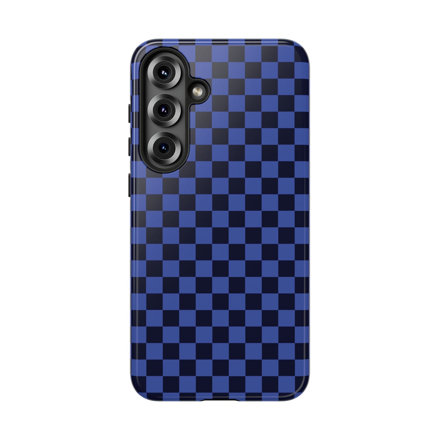 Samsung Galaxy S25 Plus / Glossy Phone Case - ’Bold Blue Checkered Pattern’ Phone Case