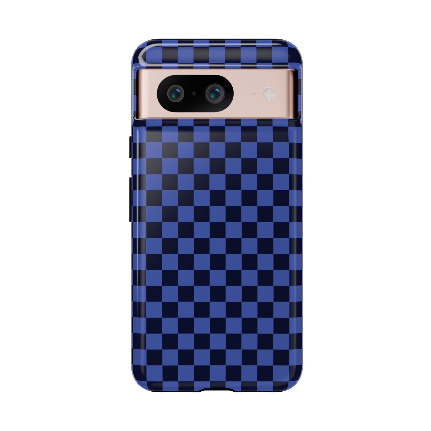 Google Pixel 8 / Glossy Phone Case - ’Bold Blue Checkered Pattern’ Phone Case