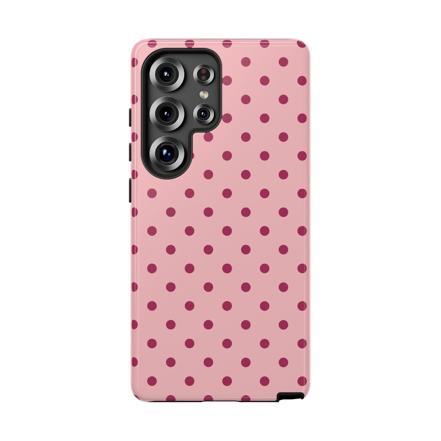 Samsung Galaxy S25 Ultra / Glossy Phone Case - ’Pink with Red Dot Pattern’ Phone Case