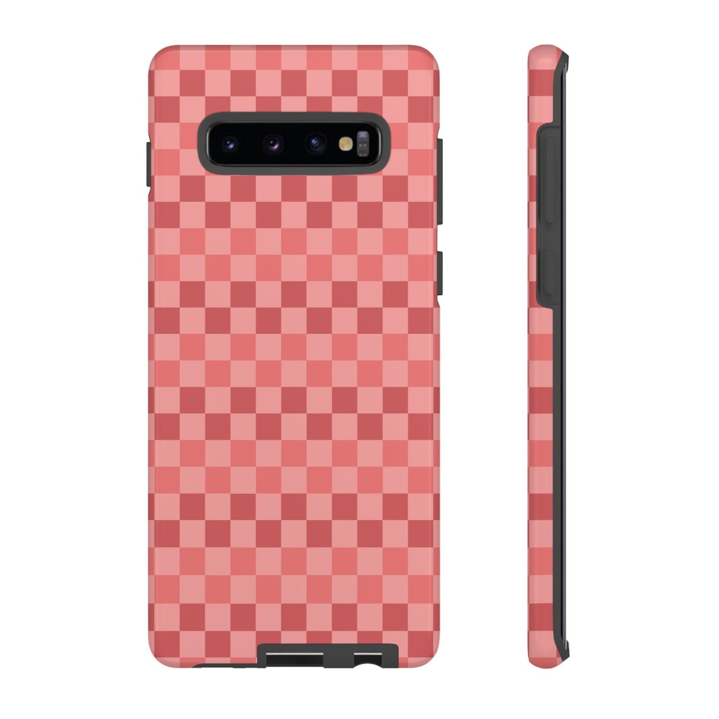 Samsung Galaxy S10 Plus / Glossy Phone Case - ’Bold Pink Checkered Pattern’ Phone Case