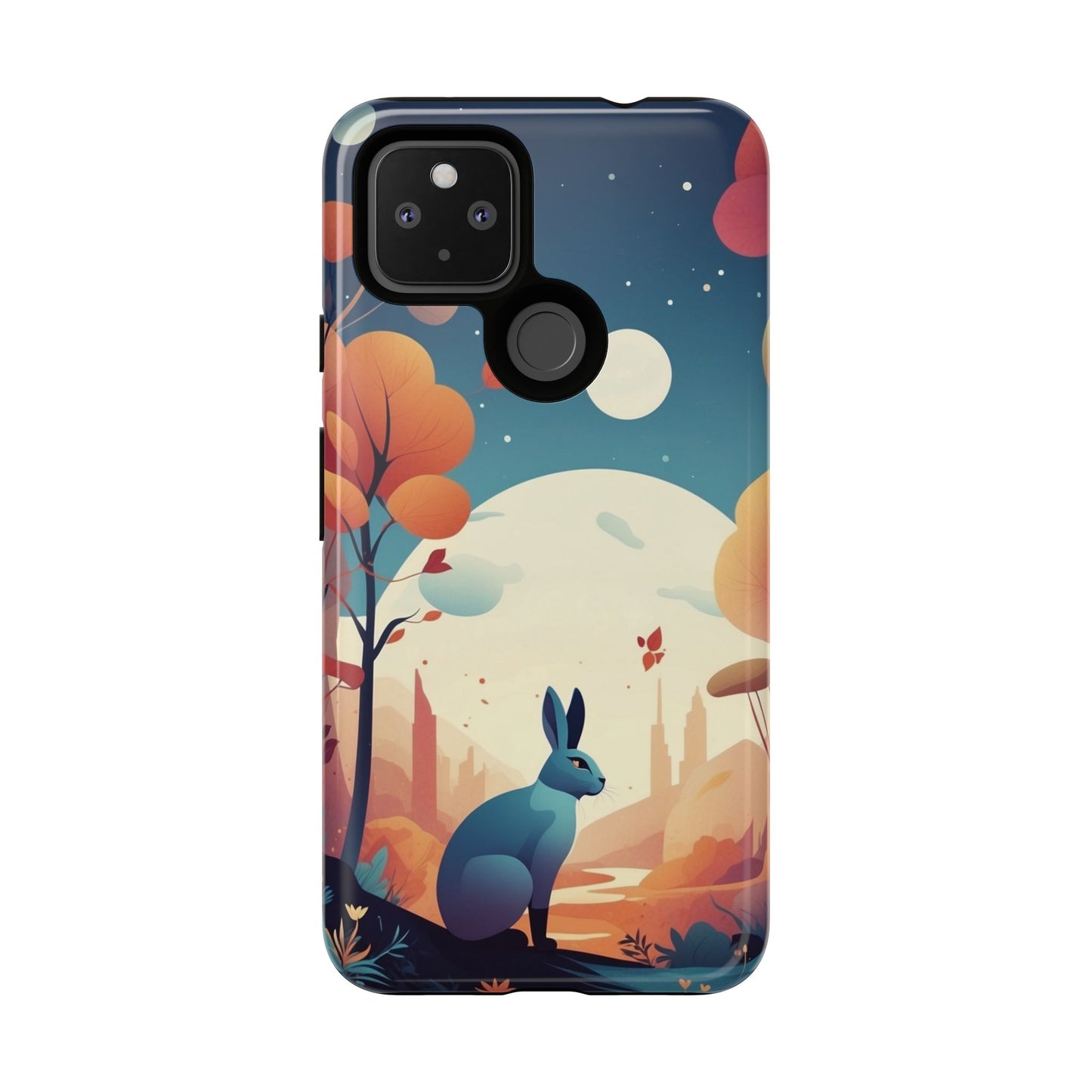 Stylised Blue Hare Design Phone Case