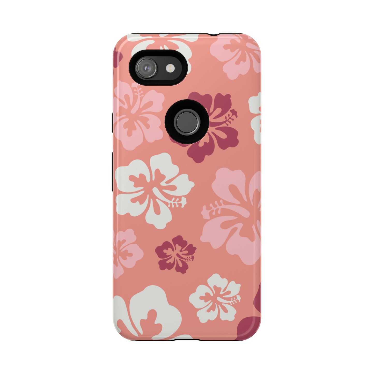 Google Pixel 3a / Glossy Phone Case - ’Pink Hibiscus Retro Pattern #3’ Phone Case