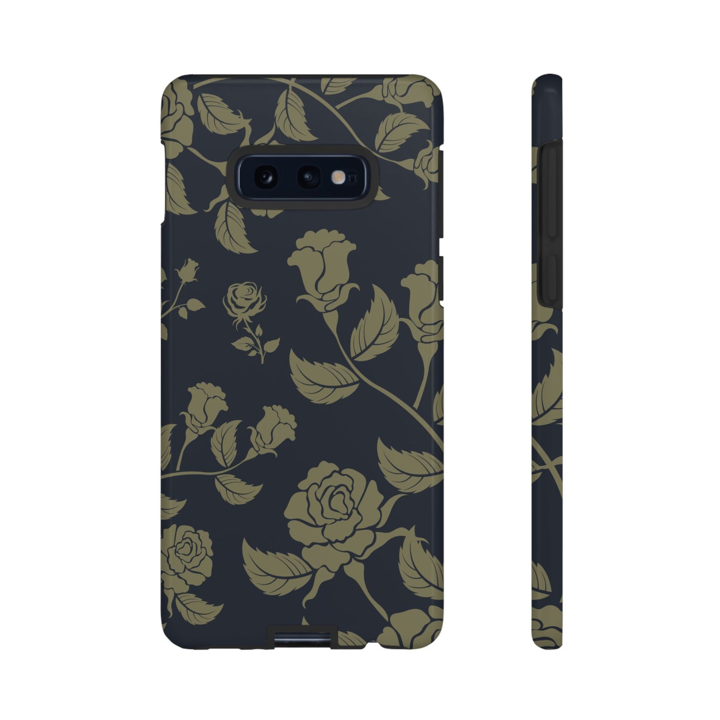 Samsung Galaxy S10E / Glossy Phone Case - ’Blue & Olive Rose Pattern’ Phone Case