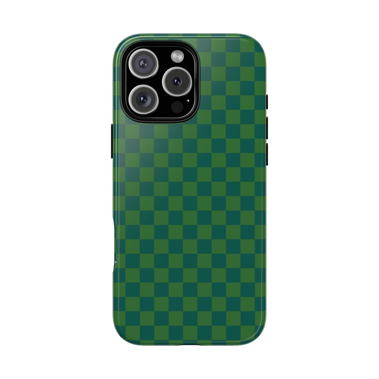 iPhone 16 Pro Max / Glossy Phone Case - ’Bold Green Checkered Pattern’ Phone Case
