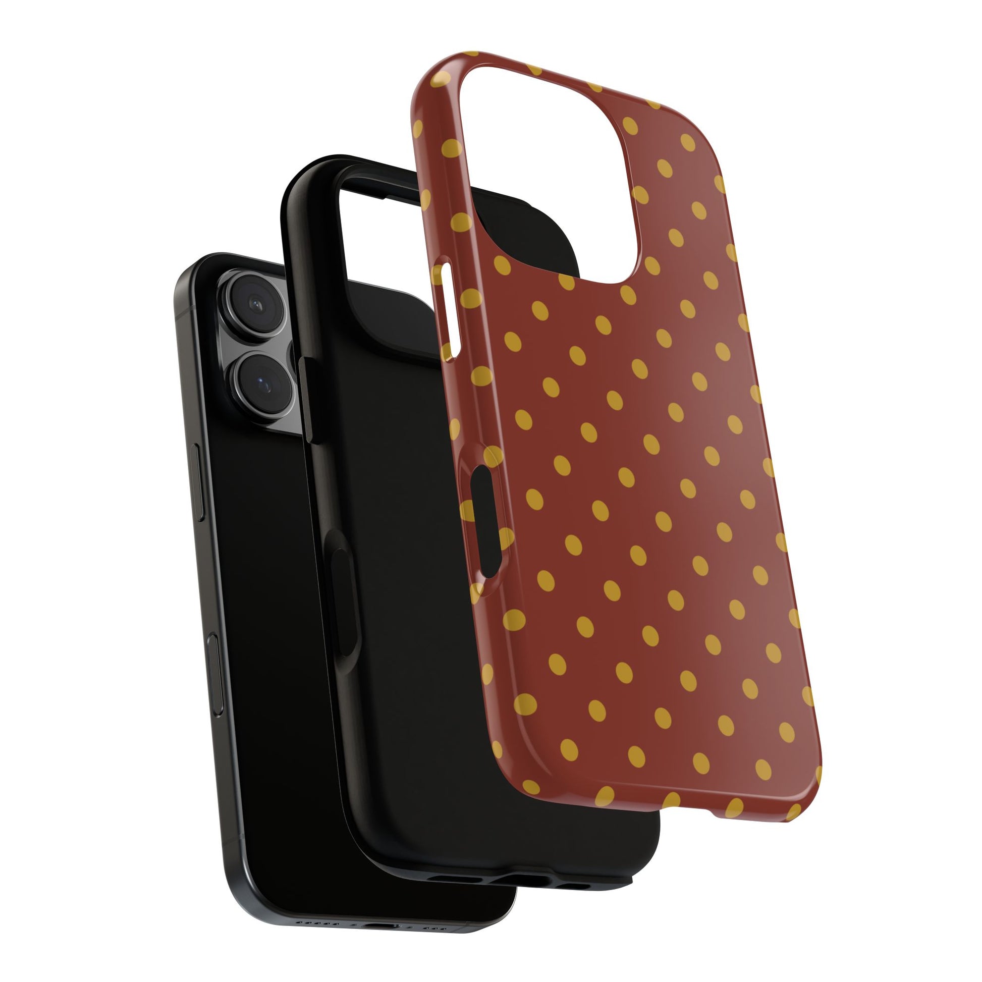 Phone Case - Trendy Brown & Mustard Dot Pattern Phone Case