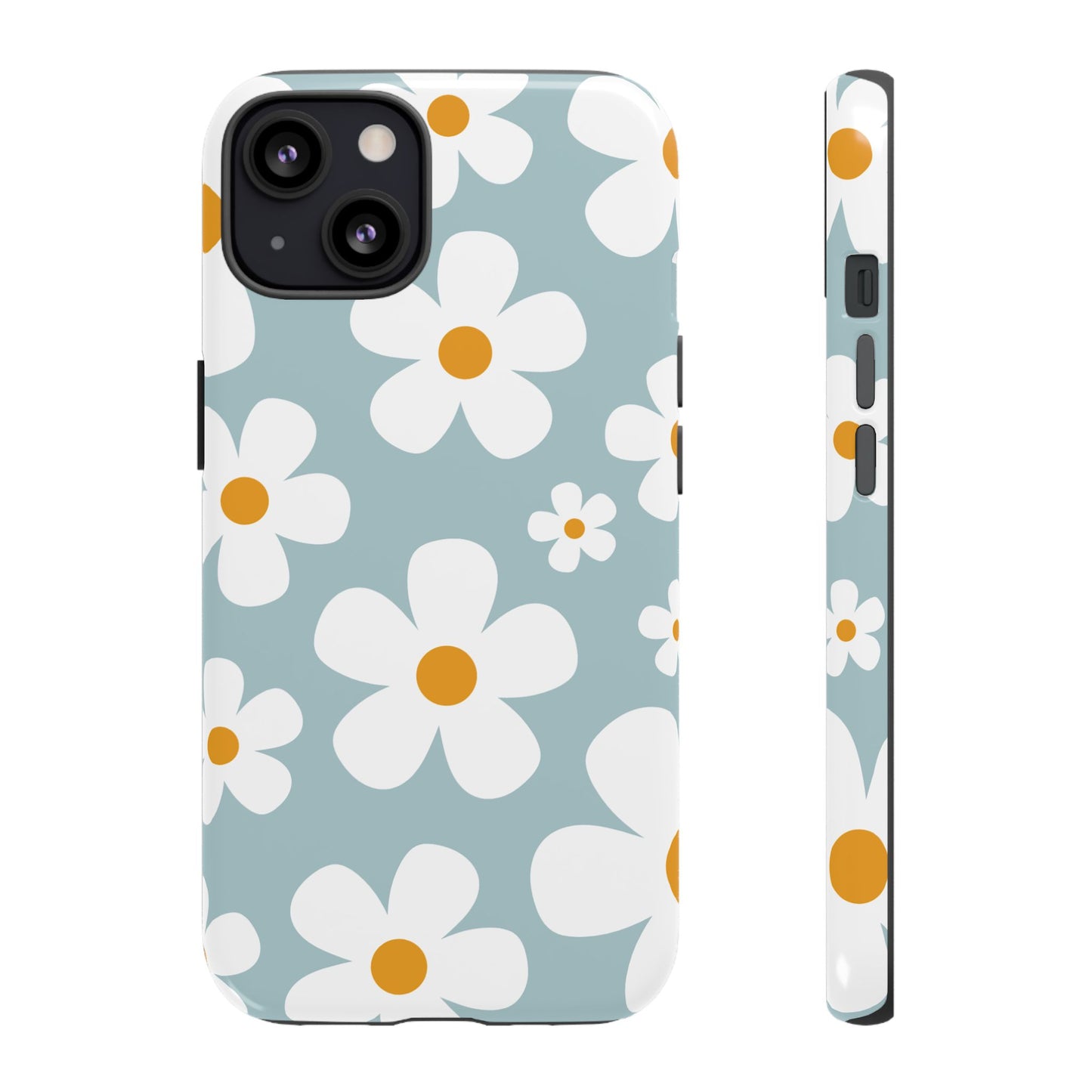 iPhone 13 / Glossy Phone Case - ’Blue Daisy Pattern’ Phone Case