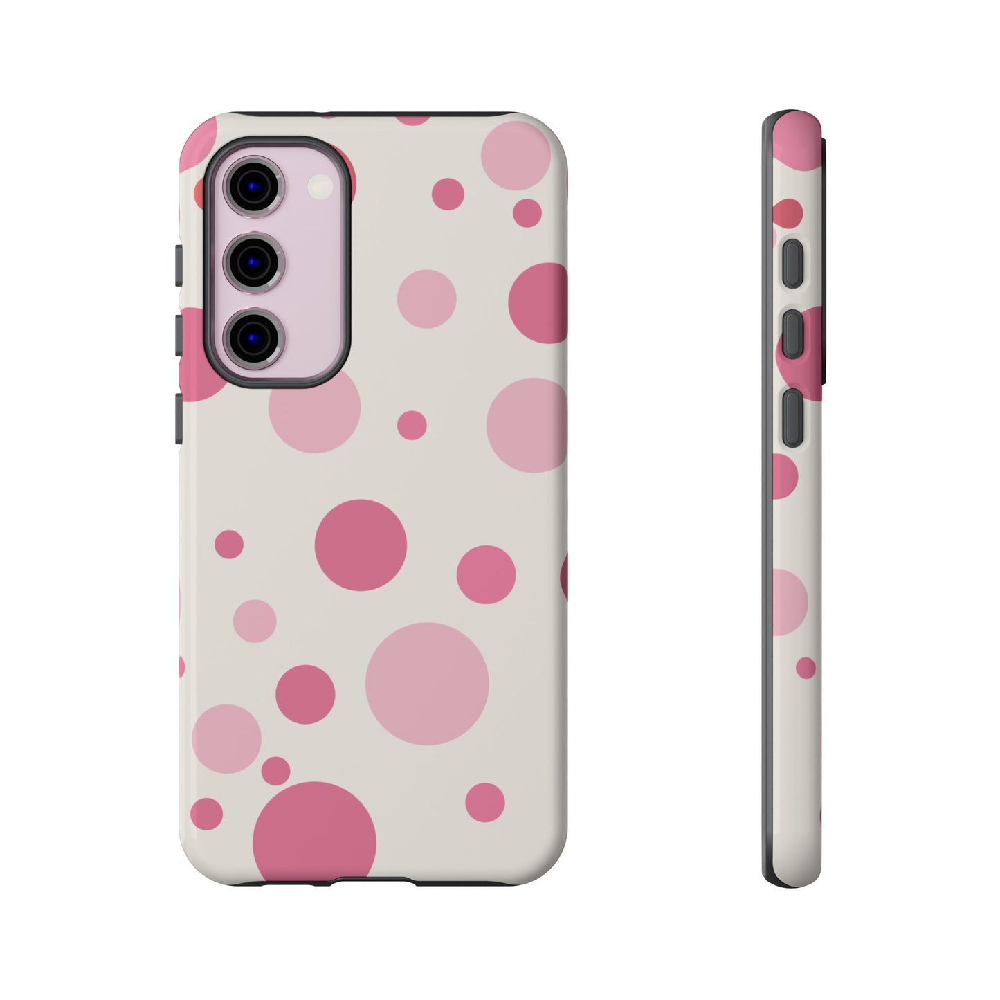 Samsung Galaxy S23 Plus / Glossy Phone Case - ’Bold White with Pink Dot Pattern’ Phone Case