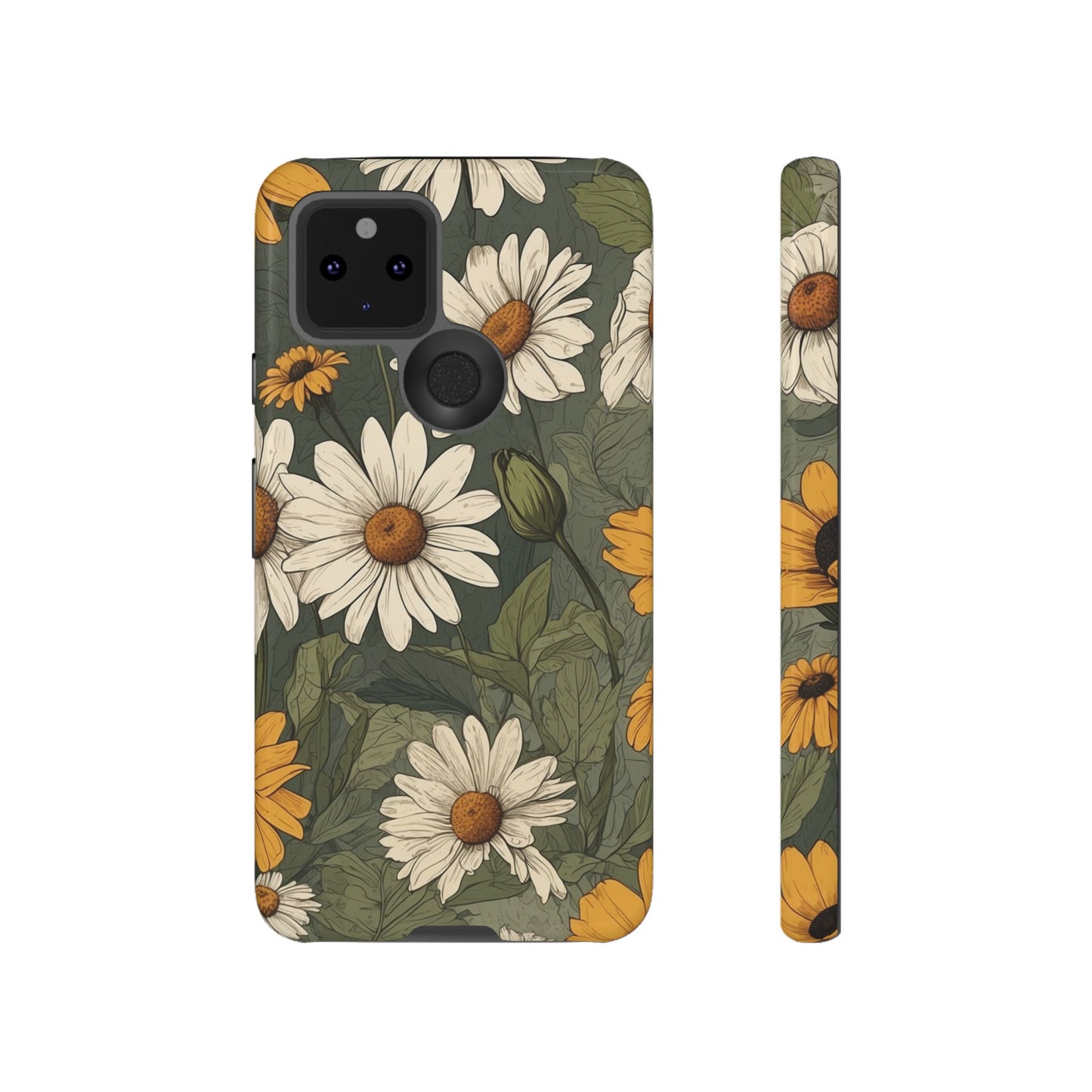 Boho Chic Daisies Floral Pattern "White & Yellow" Phone Case