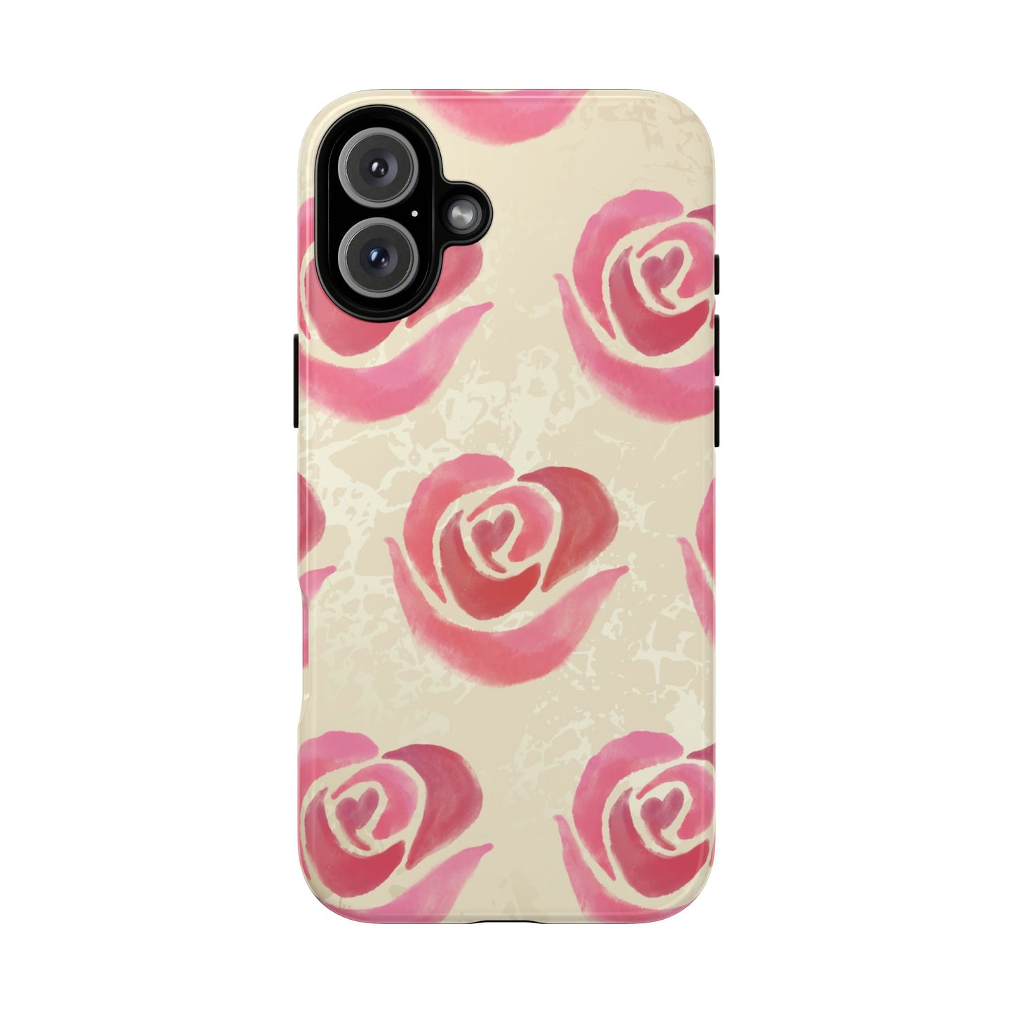 iPhone 16 Plus / Glossy Phone Case - ’Pink Rose Pattern’ Phone Case