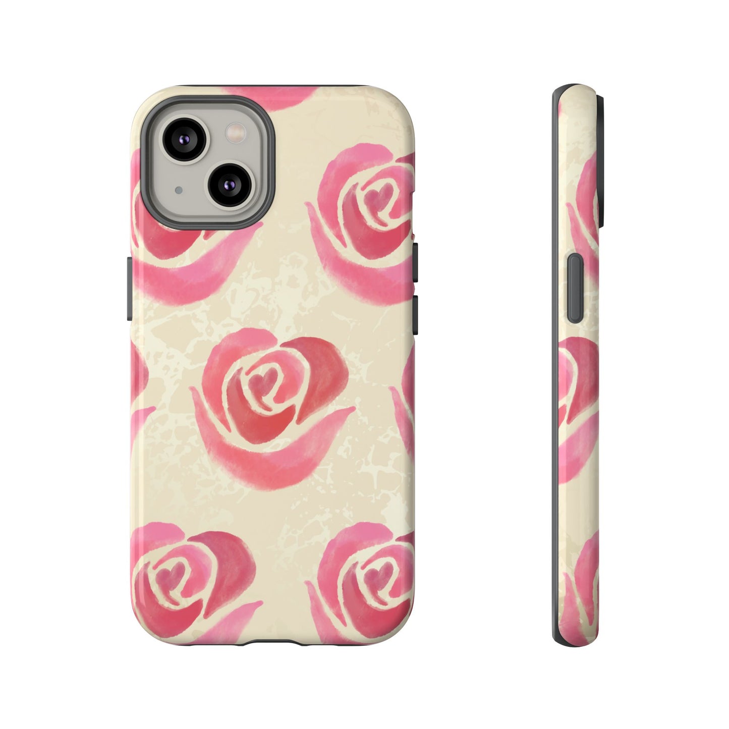 iPhone 14 / Glossy Phone Case - ’Pink Rose Pattern’ Phone Case