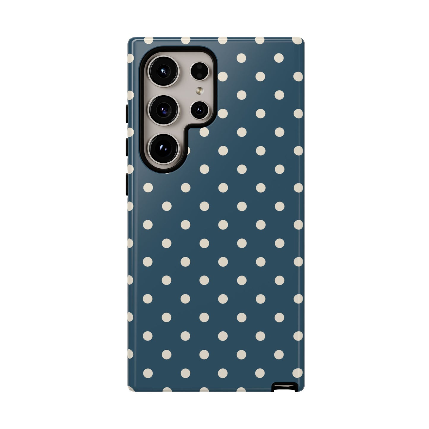 Samsung Galaxy S24 Ultra / Glossy Phone Case - ’Blue & White Dot Pattern’ Phone Case