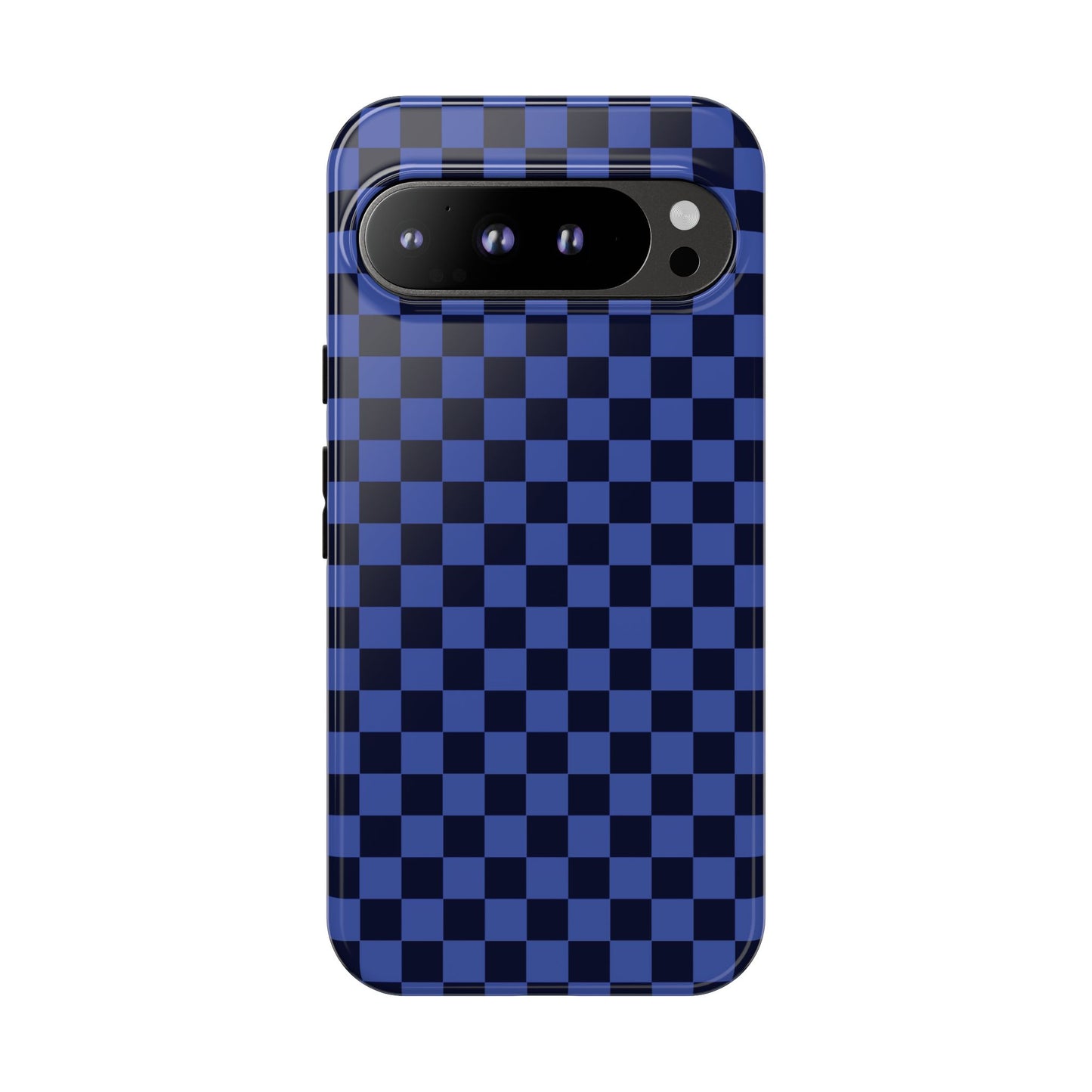 Google Pixel 9 Pro XL / Glossy Phone Case - ’Bold Blue Checkered Pattern’ Phone Case