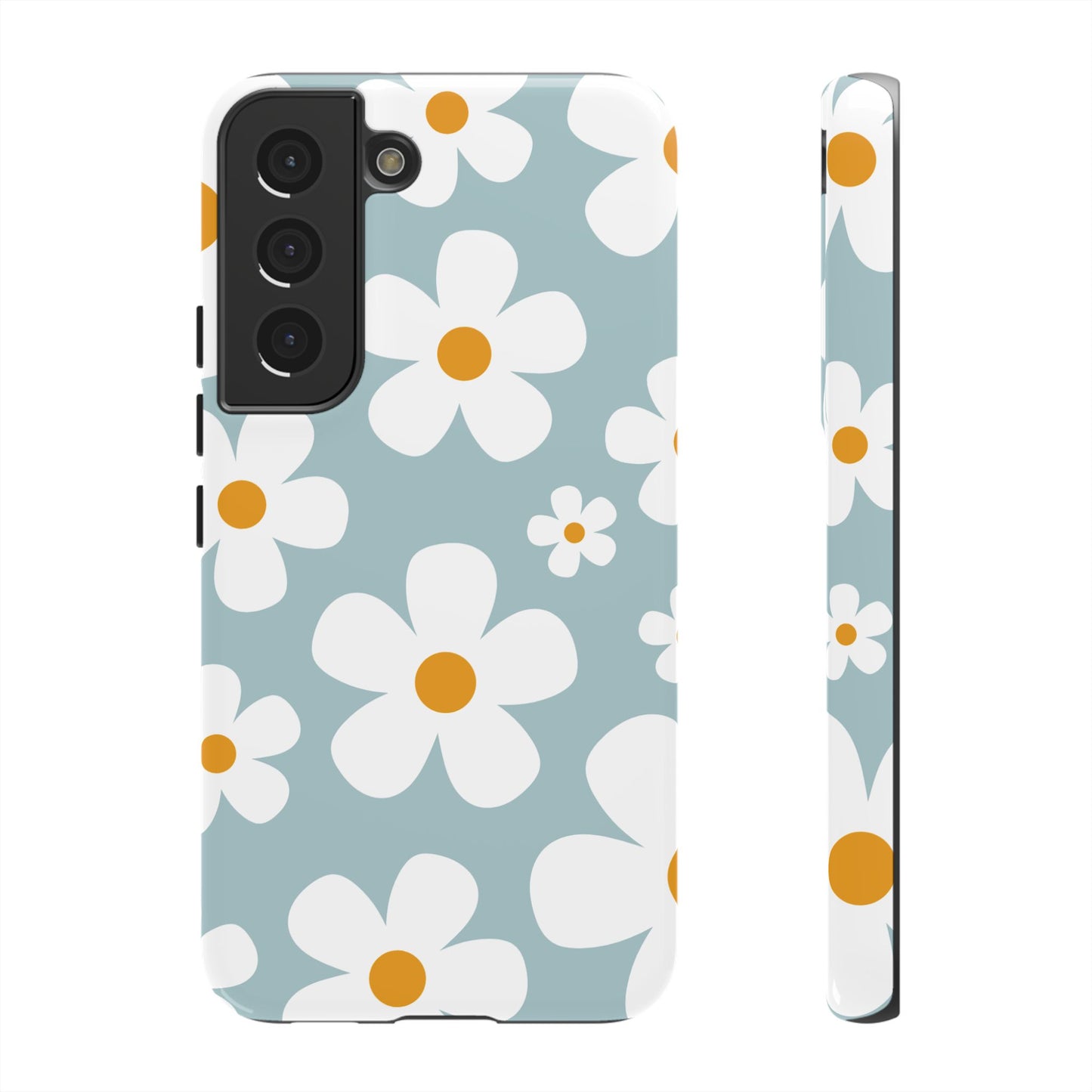 Samsung Galaxy S22 / Glossy Phone Case - ’Blue Daisy Pattern’ Phone Case