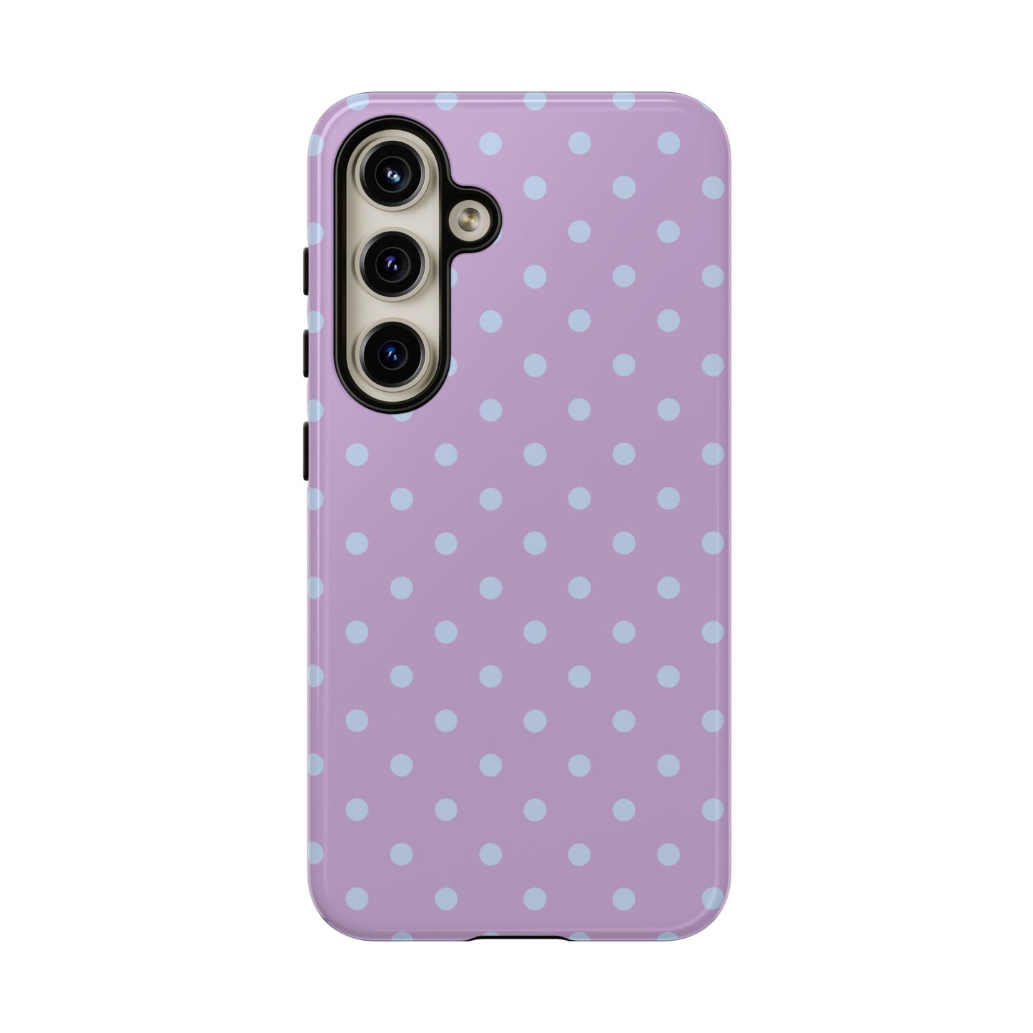 Samsung Galaxy S24 / Glossy Phone Case - Trendy Lilac & Ice Blue Dot Pattern Phone Case