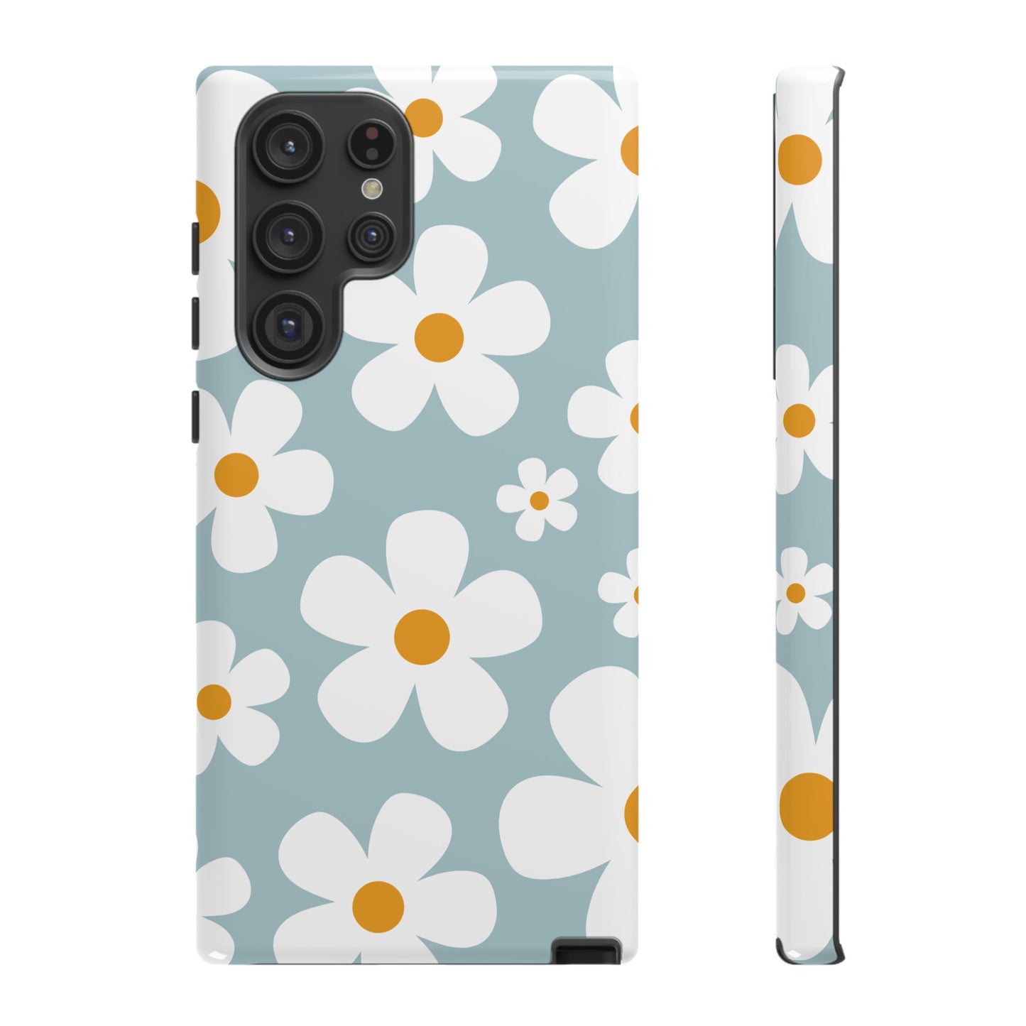 Samsung Galaxy S22 Ultra / Glossy Phone Case - ’Blue Daisy Pattern’ Phone Case