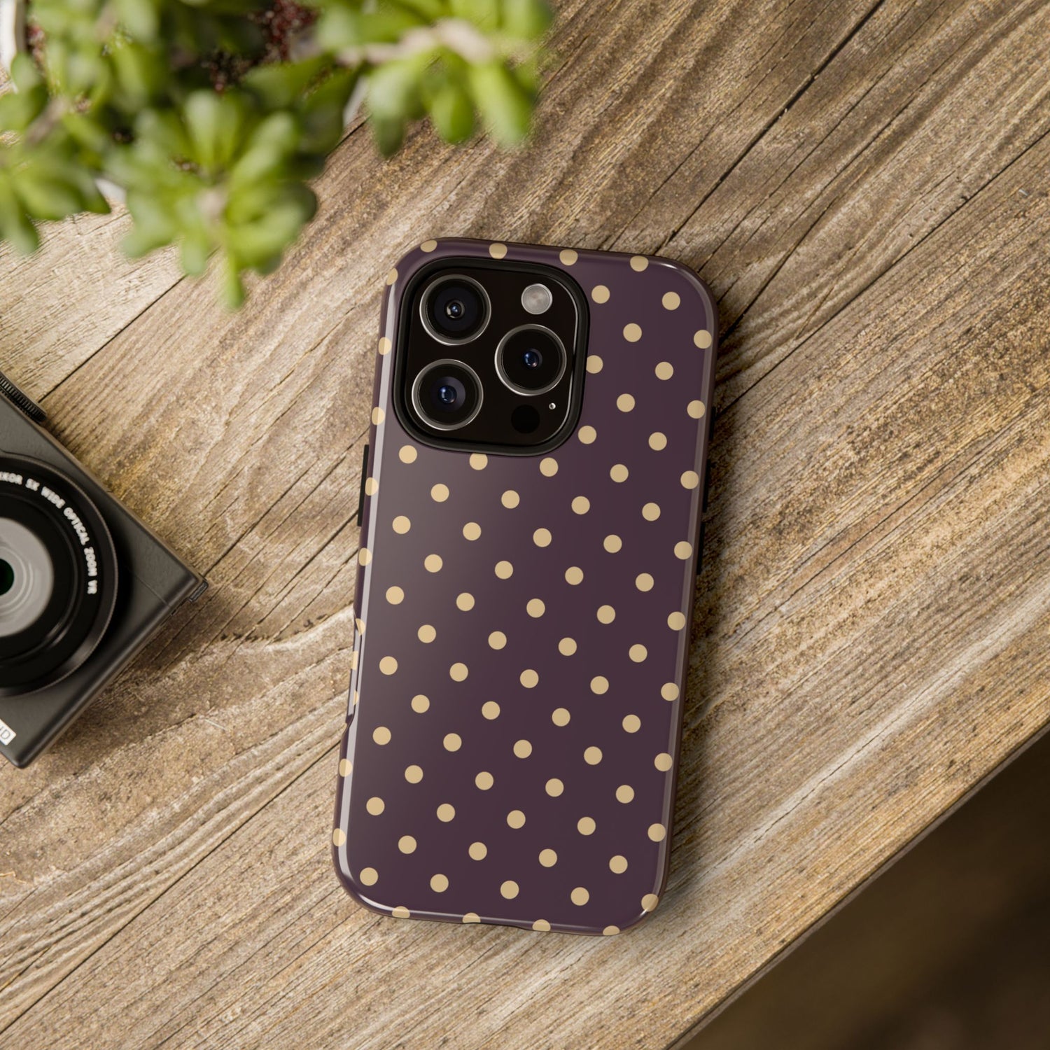 Phone Case - Purple with Yellow Dot Pattern Phone Case