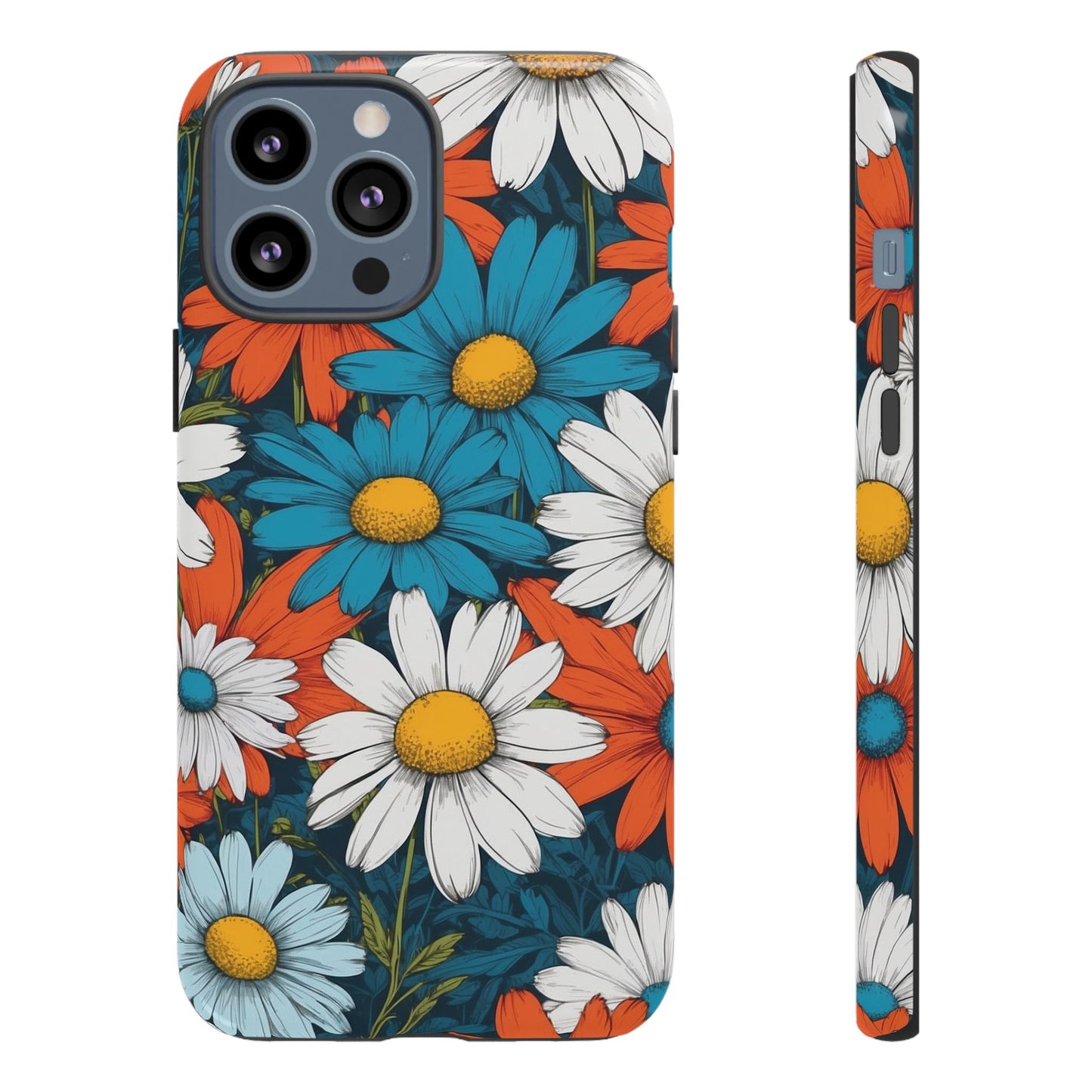 Pop Art Daisies Illustration "Red & Blue" Phone Case