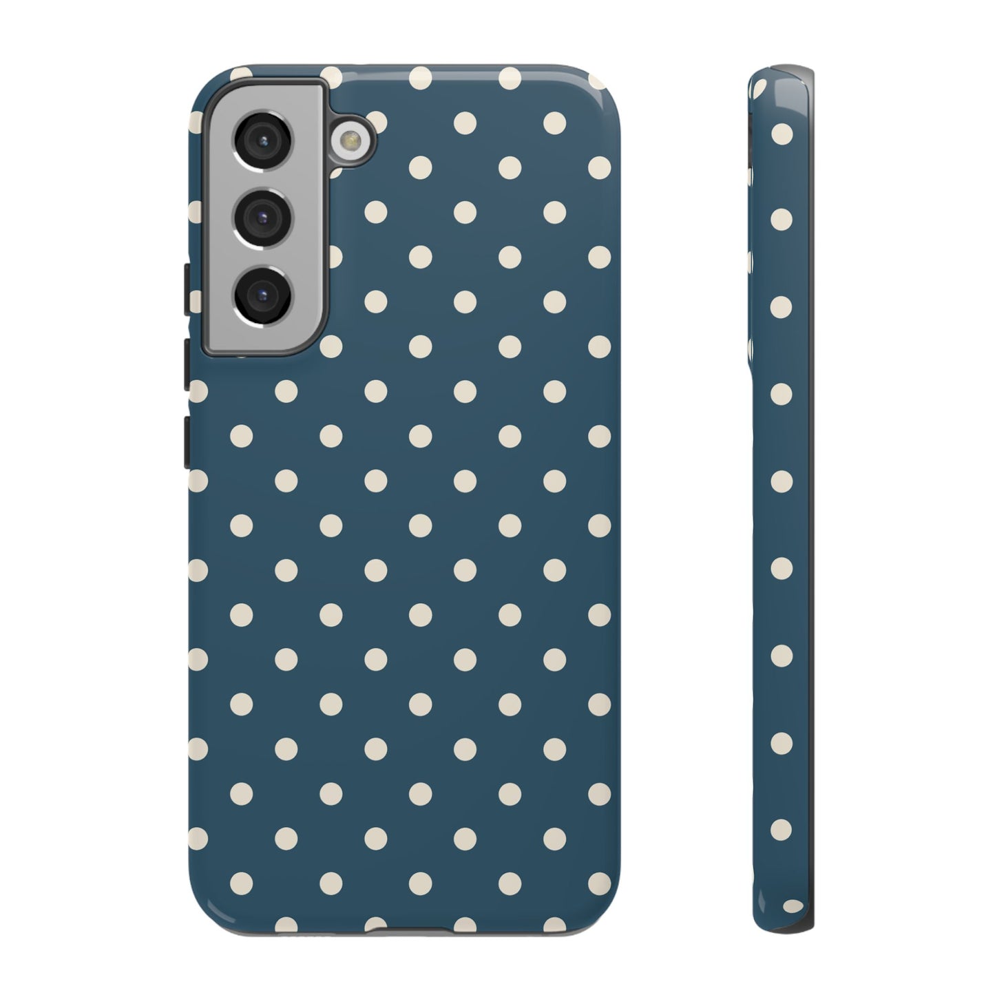 Samsung Galaxy S22 Plus / Glossy Phone Case - ’Blue & White Dot Pattern’ Phone Case