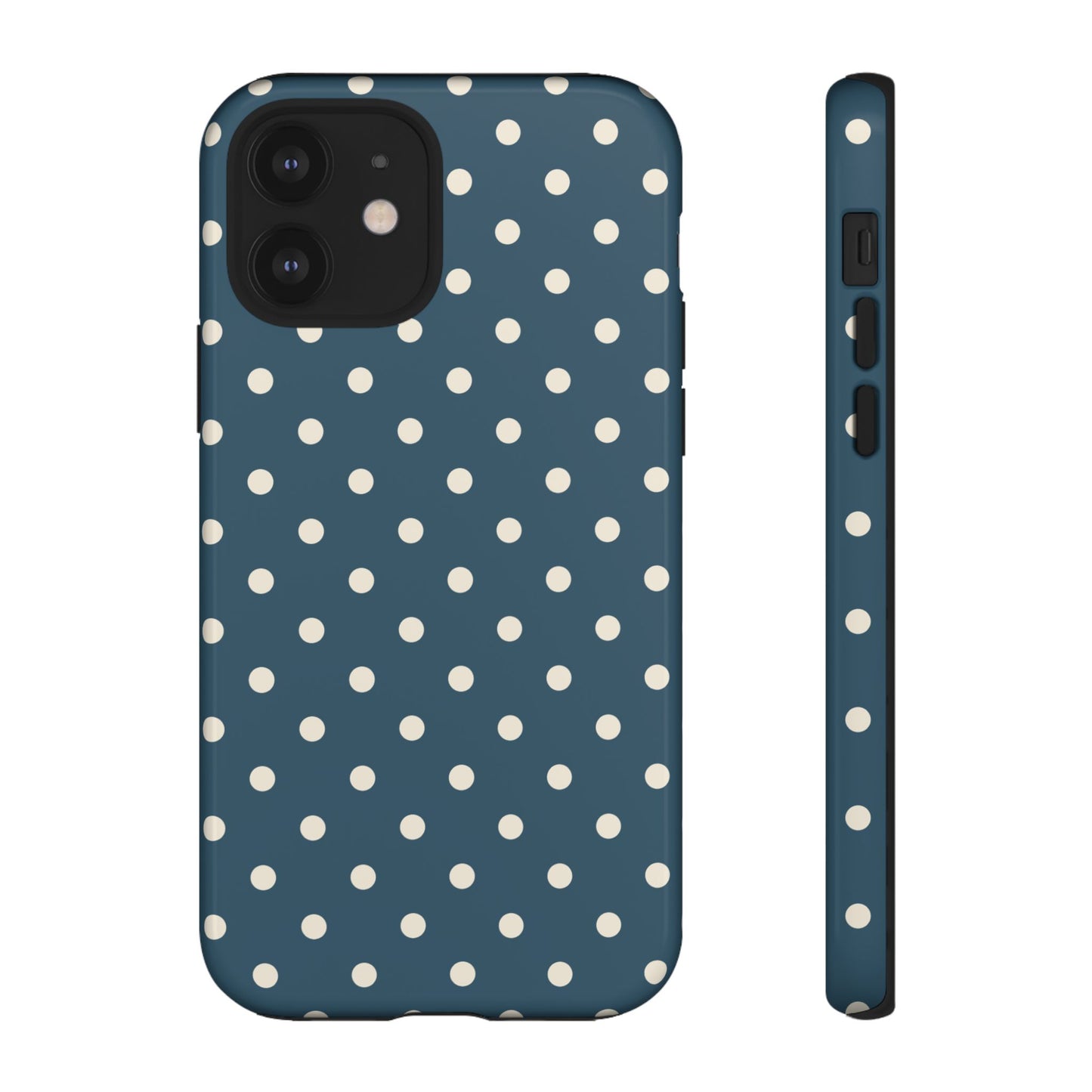 iPhone 12 / Glossy Phone Case - ’Blue & White Dot Pattern’ Phone Case