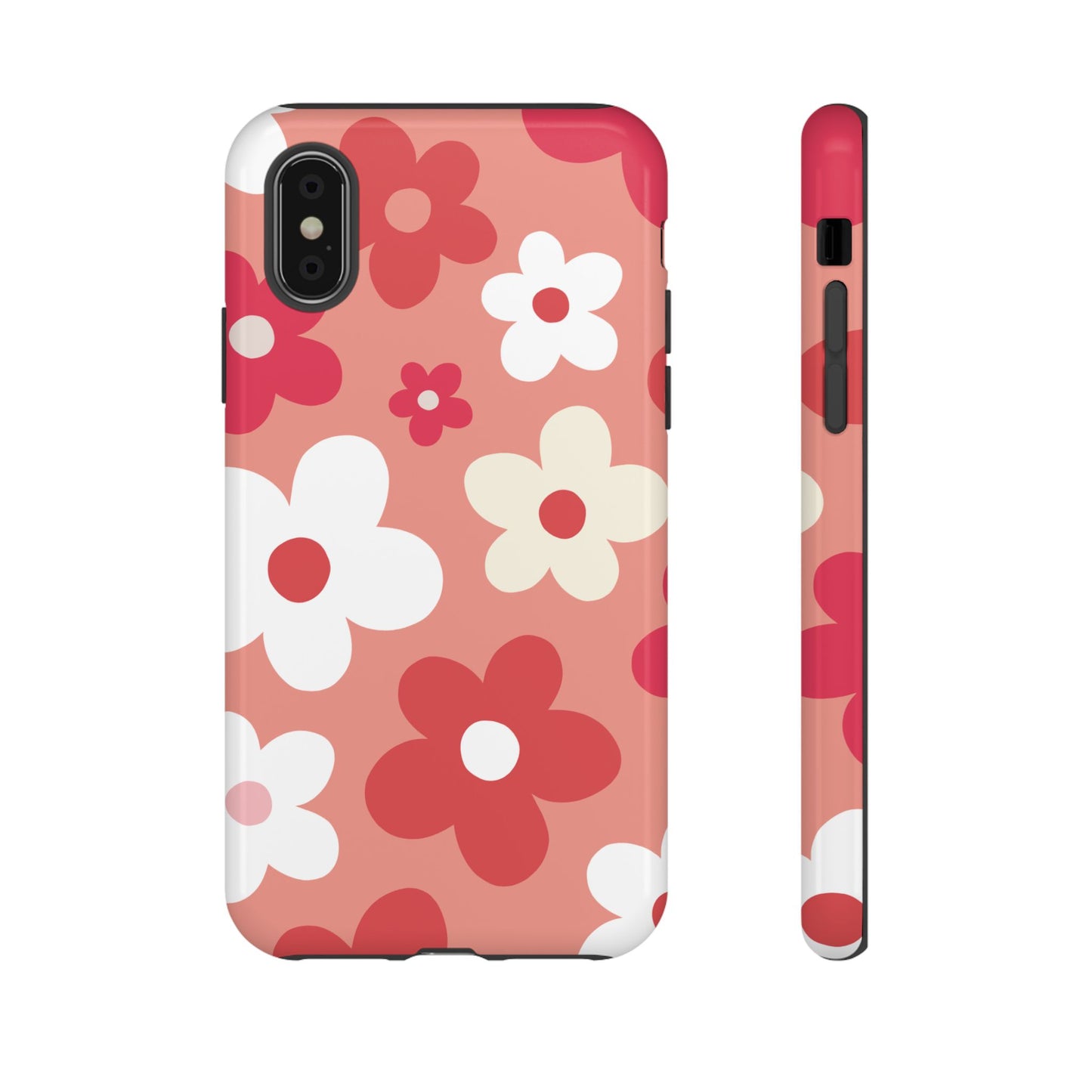 iPhone XS / Glossy Phone Case - ’Pink Daisy Pattern’ Phone Case