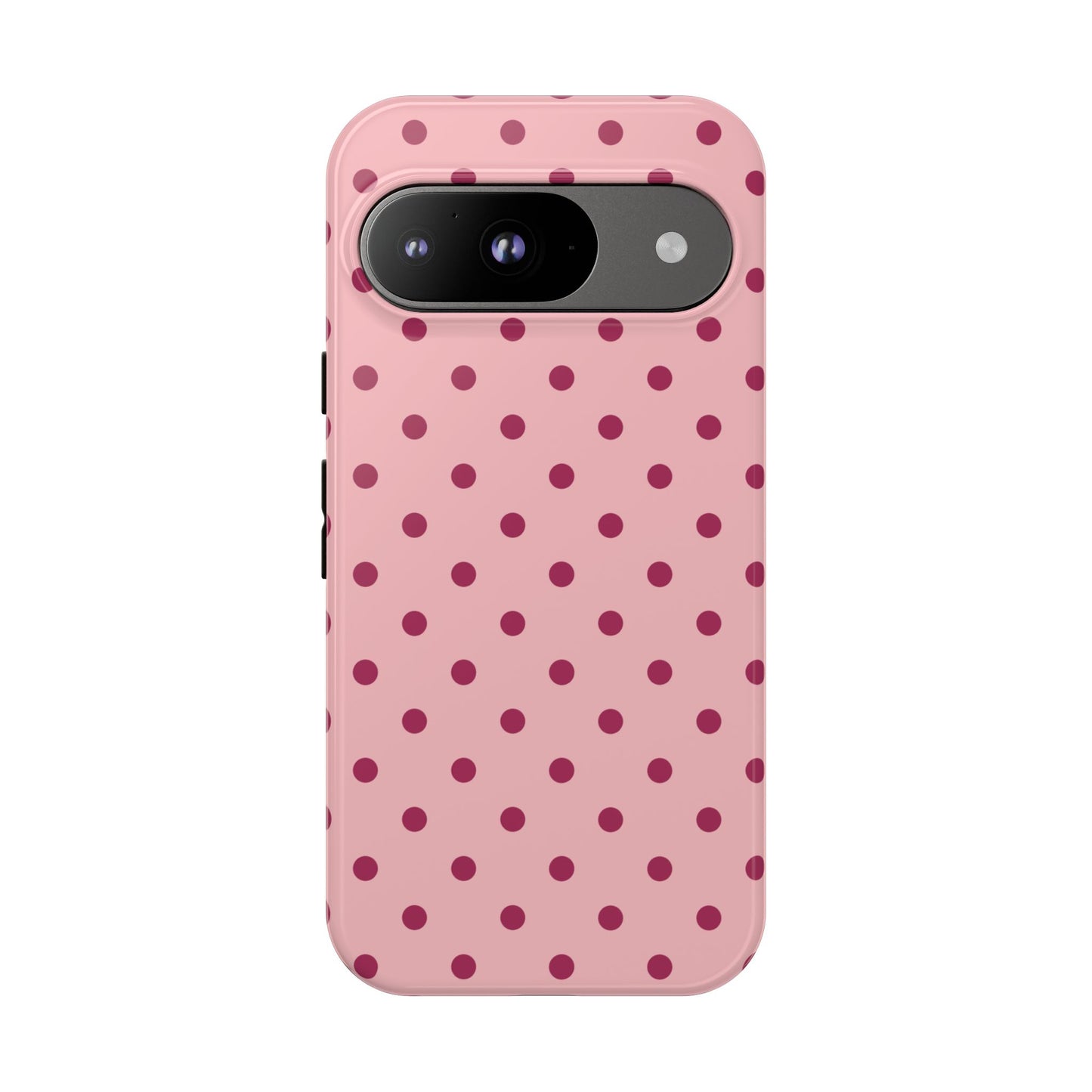 Google Pixel 9 / Glossy Phone Case - ’Pink with Red Dot Pattern’ Phone Case