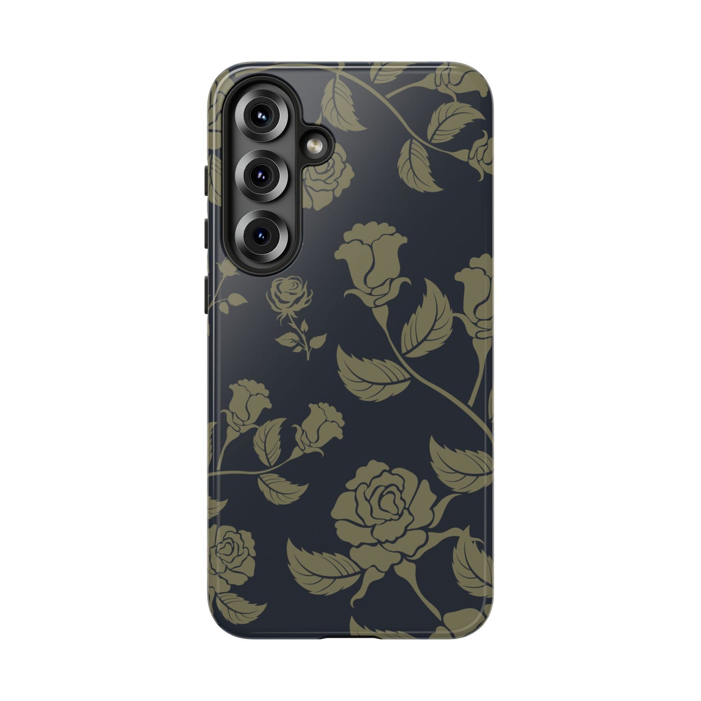 Samsung Galaxy S25 Plus / Glossy Phone Case - ’Blue & Olive Rose Pattern’ Phone Case