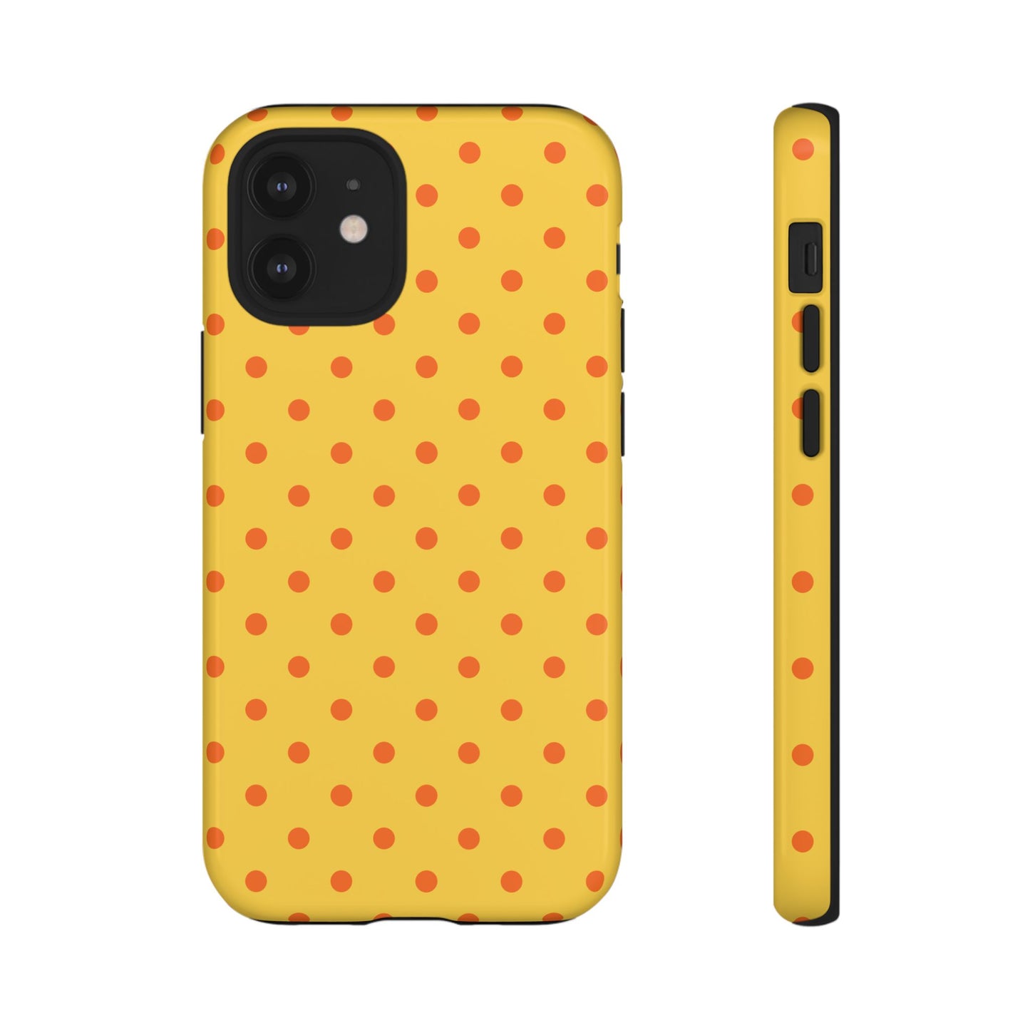 iPhone 12 Mini / Glossy Phone Case - Trendy Yellow & Orange Dot Pattern Phone Case