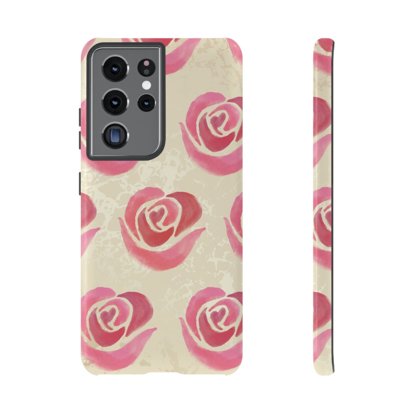 Samsung Galaxy S21 Ultra / Glossy Phone Case - ’Pink Rose Pattern’ Phone Case
