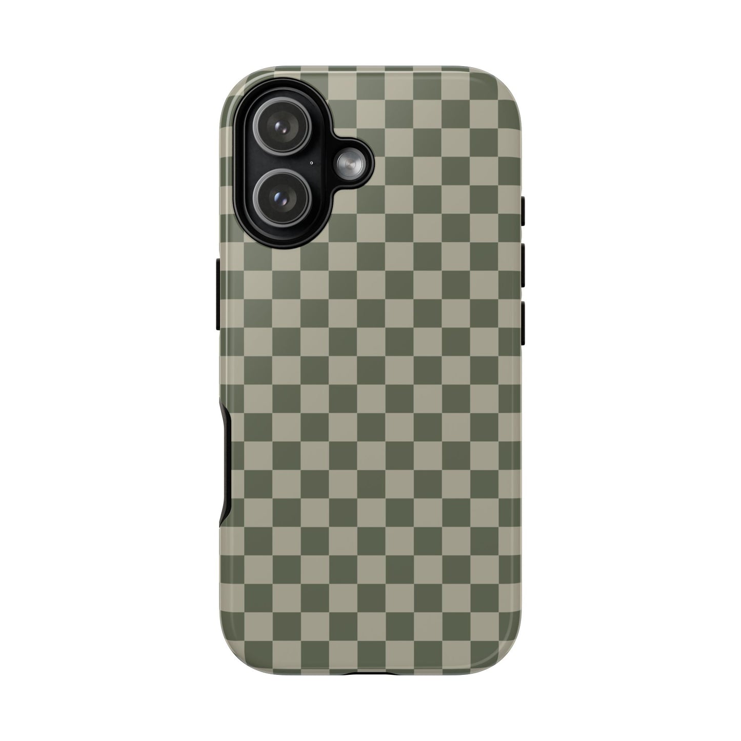 iPhone 17 / Glossy Phone Case - ’Bold Olive Green Checkered Pattern’ Phone Case