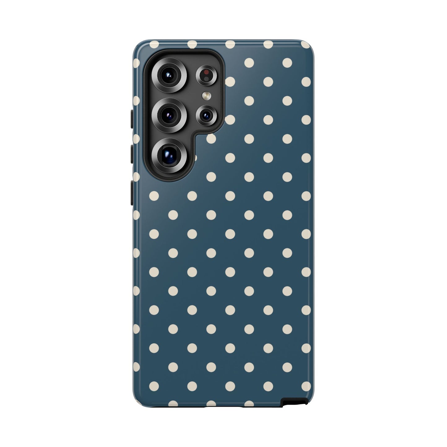 Samsung Galaxy S25 Ultra / Glossy Phone Case - ’Blue & White Dot Pattern’ Phone Case