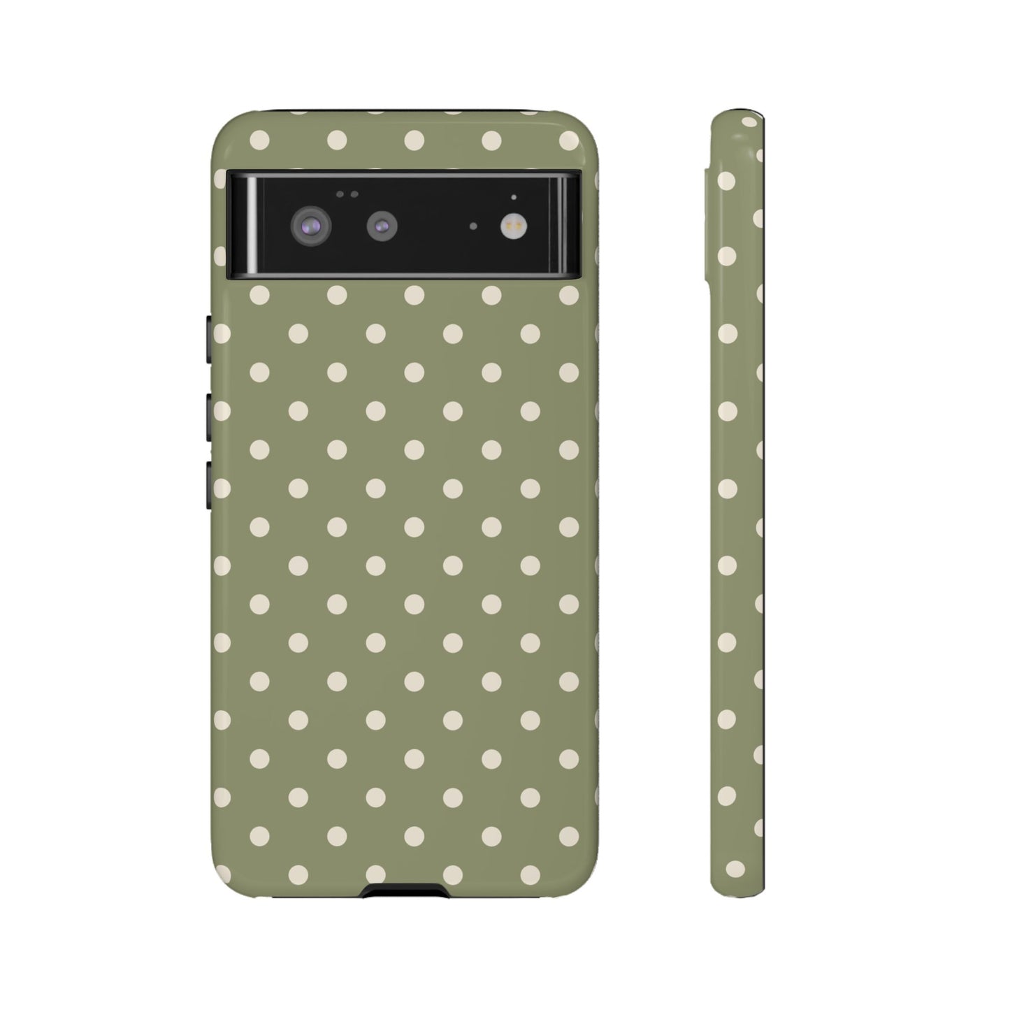 Google Pixel 6 / Glossy Phone Case - ’Green & White Dot Pattern’ Phone Case