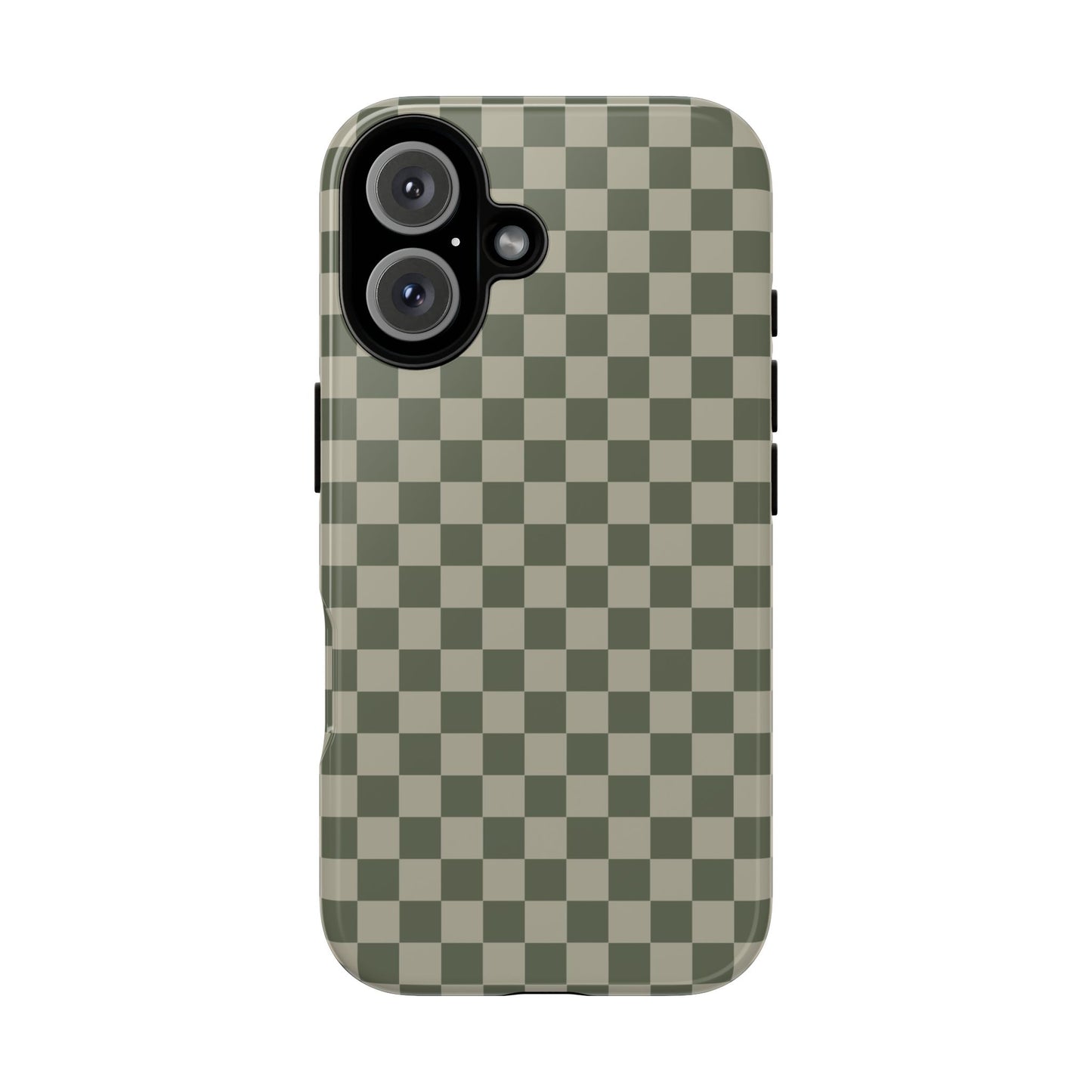 iPhone 16 / Glossy Phone Case - ’Bold Olive Green Checkered Pattern’ Phone Case