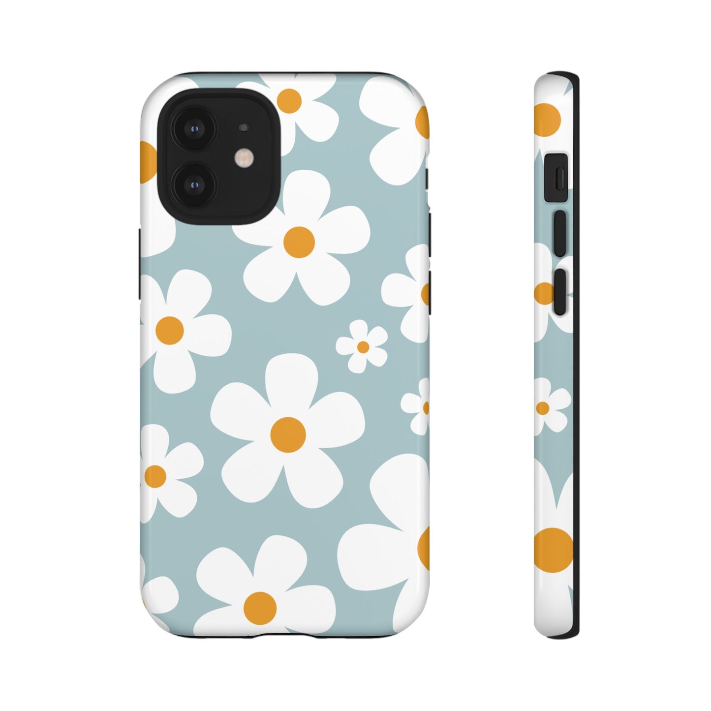 iPhone 12 Mini / Glossy Phone Case - ’Blue Daisy Pattern’ Phone Case