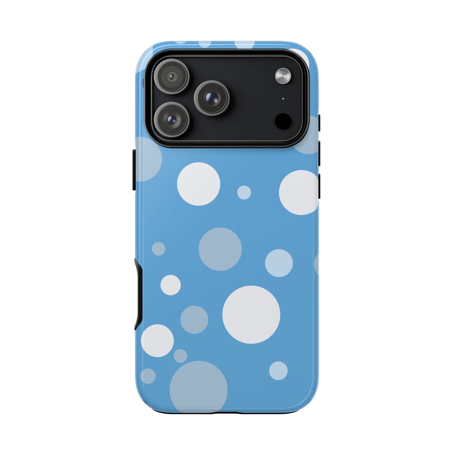 iPhone 17 Pro Max / Glossy Phone Case - ’Bold Blue with White Dot Pattern’ Phone Case