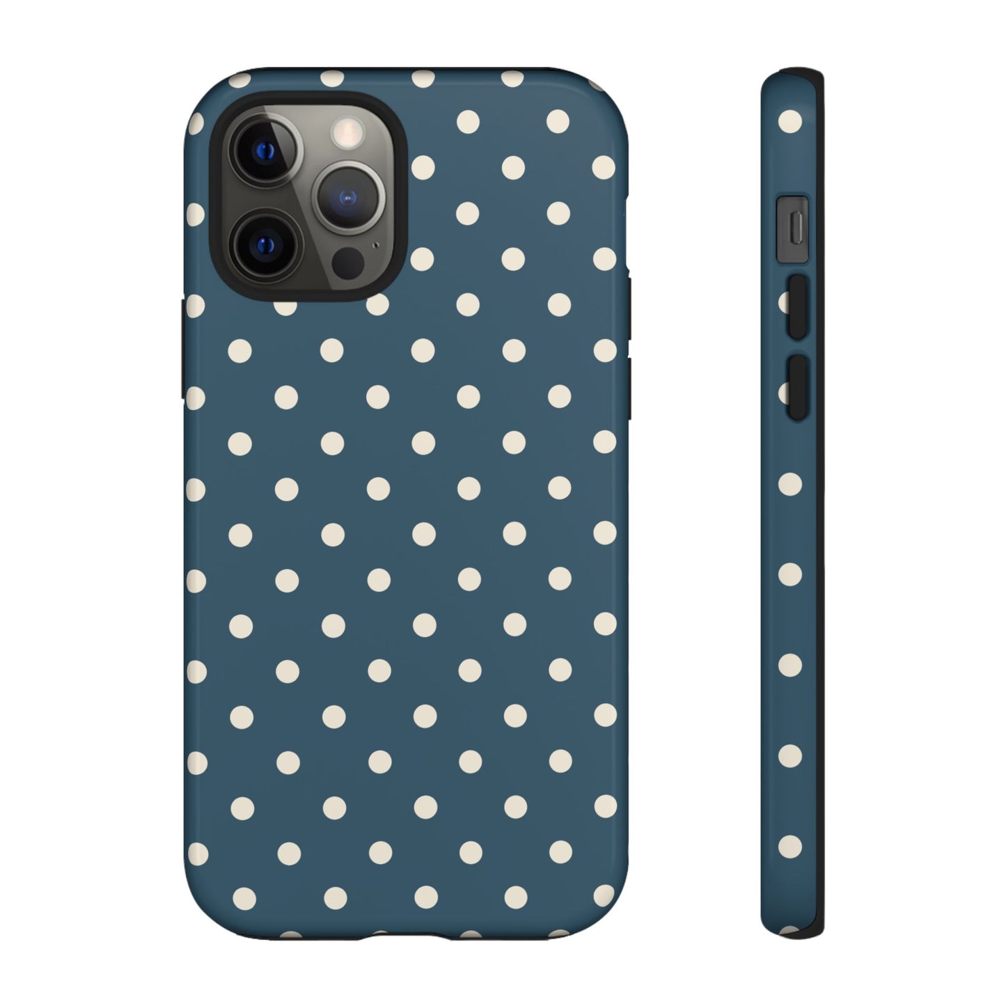 iPhone 12 Pro / Glossy Phone Case - ’Blue & White Dot Pattern’ Phone Case