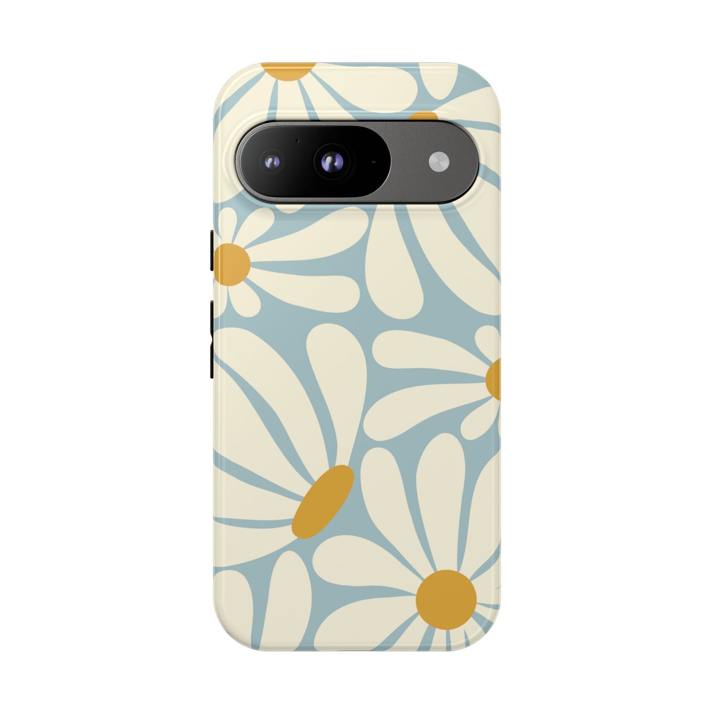 Google Pixel 9 / Glossy Phone Case - ’Retro Blue Daisy Pattern’ Phone Case