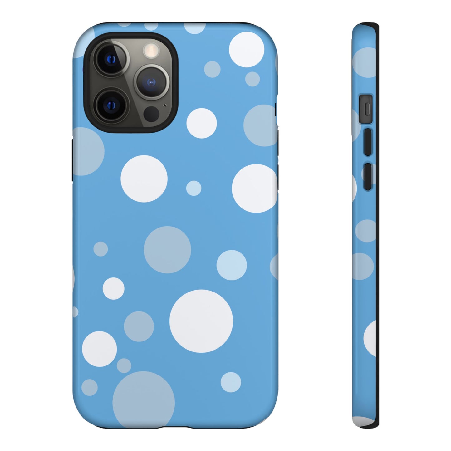 iPhone 12 Pro Max / Glossy Phone Case - ’Bold Blue with White Dot Pattern’ Phone Case