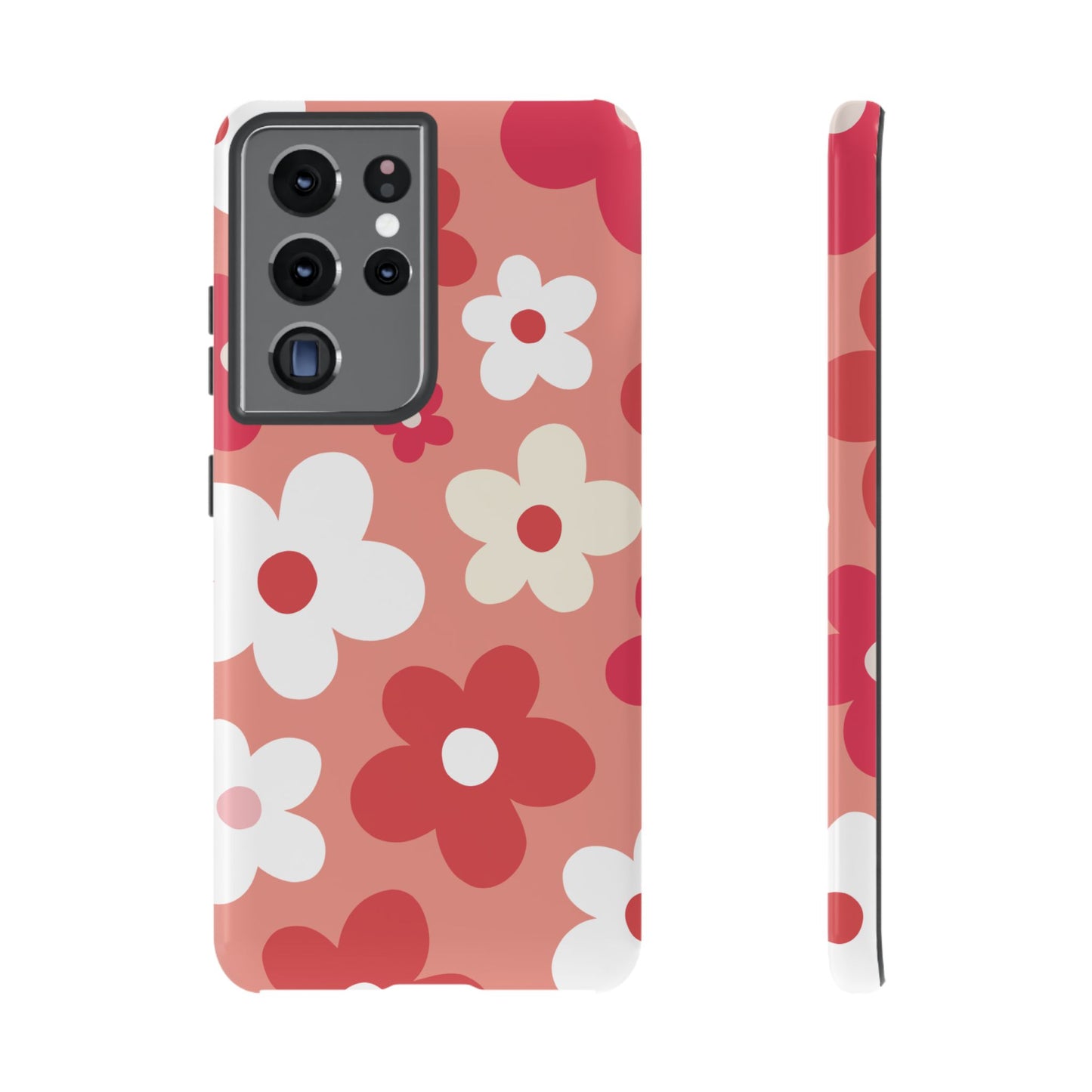 Samsung Galaxy S21 Ultra / Glossy Phone Case - ’Pink Daisy Pattern’ Phone Case